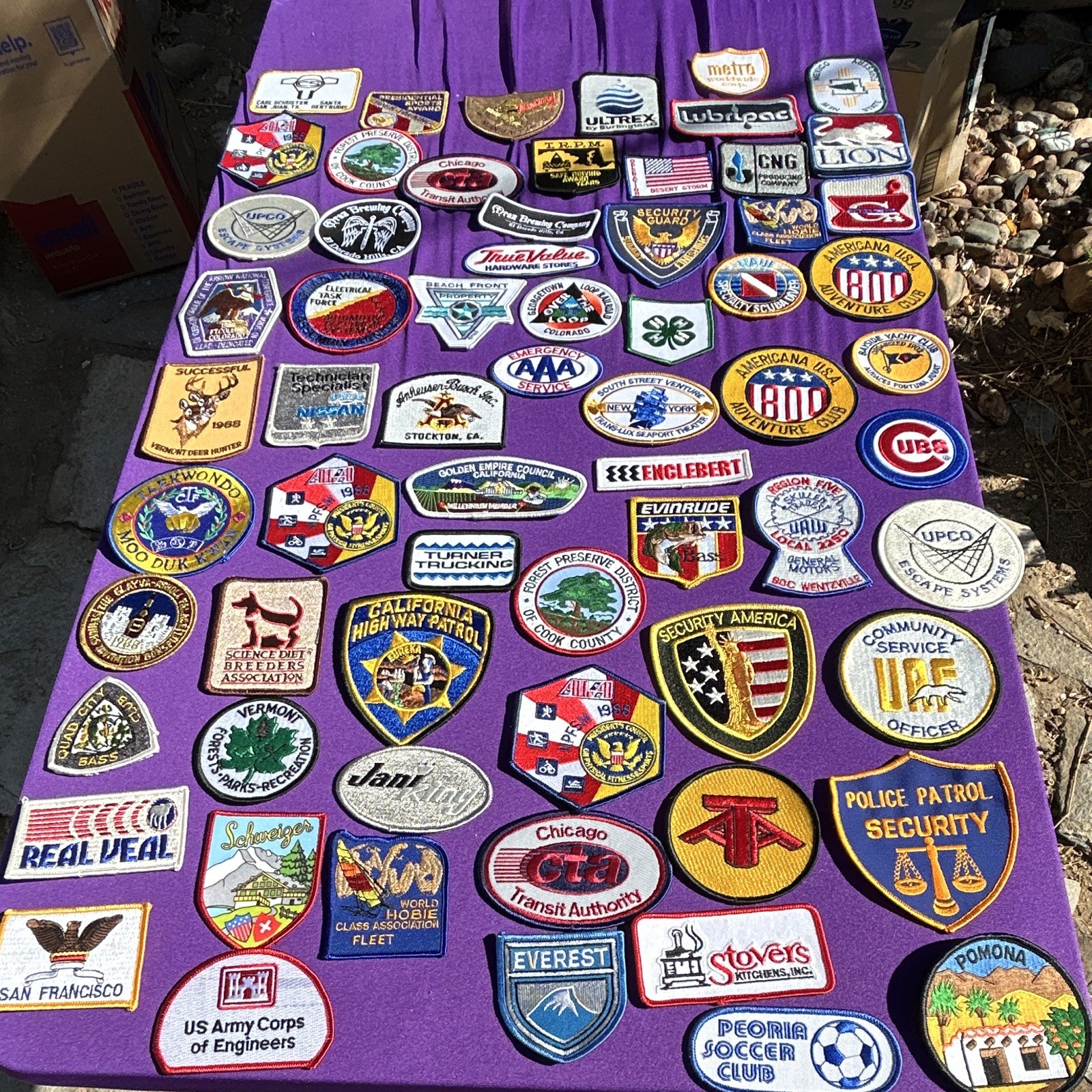 VTG Patch Lot 65+ Pieces Estate Find CHP CTA Military Security Corporate Retro