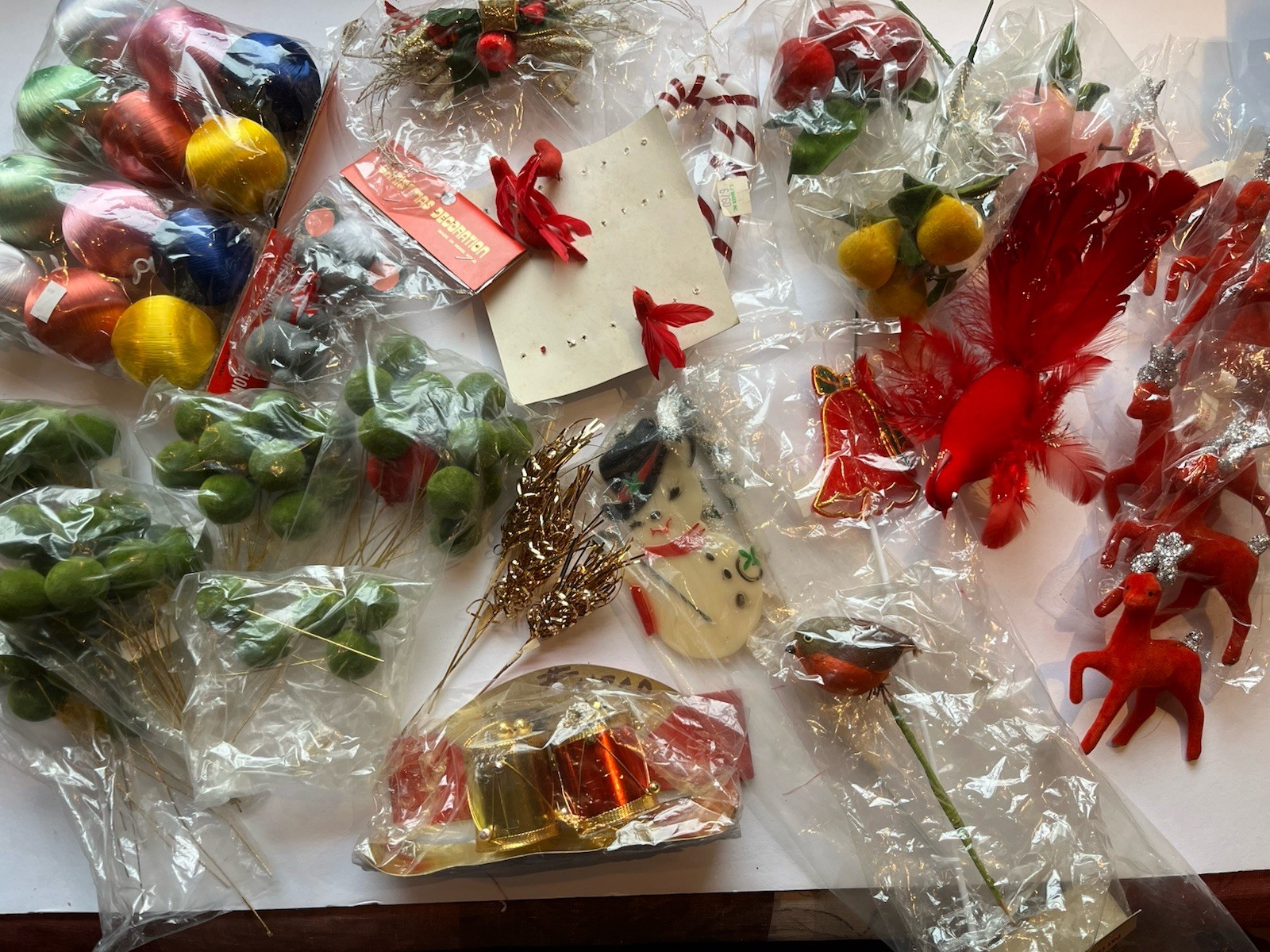 Vintage Christmas Floral Picks Flocked Plastics Ornamental Sprays JAPAN/HongKong