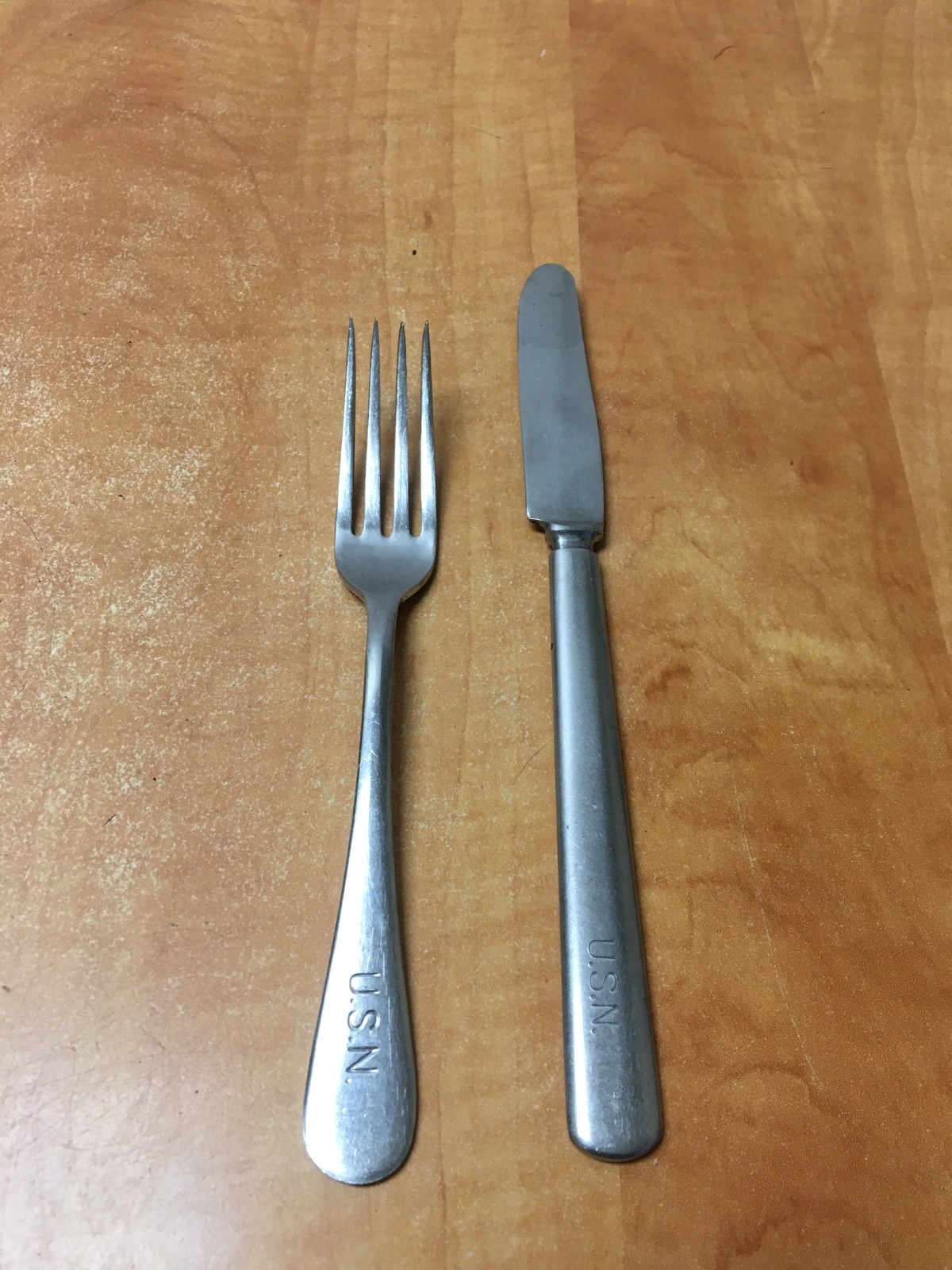 Vintage Silco Stainless Flatware U.S.N. Navy Mess Hall Dinner Fork & Knife