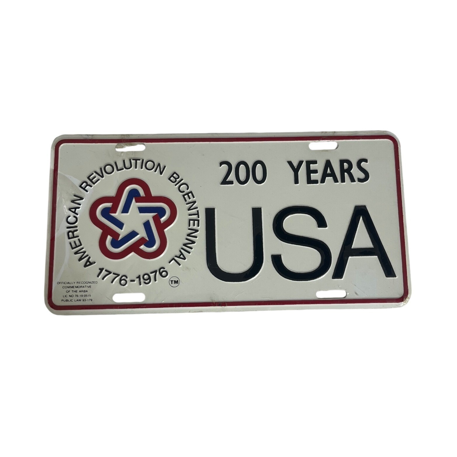 Vintage 1976 USA Bicentennial License Plate American Revolution 200 Years Metal