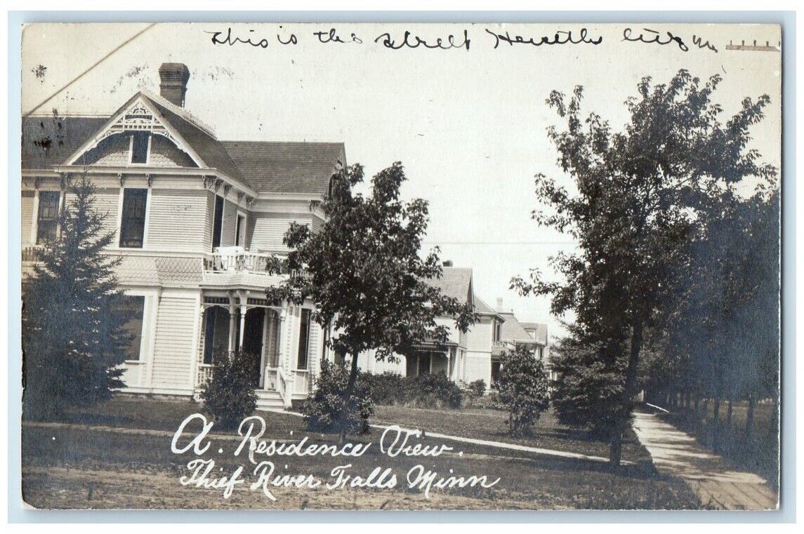 1907 Residence Home View Thief River Falls Minnesota MN RPPC Photo Postcard