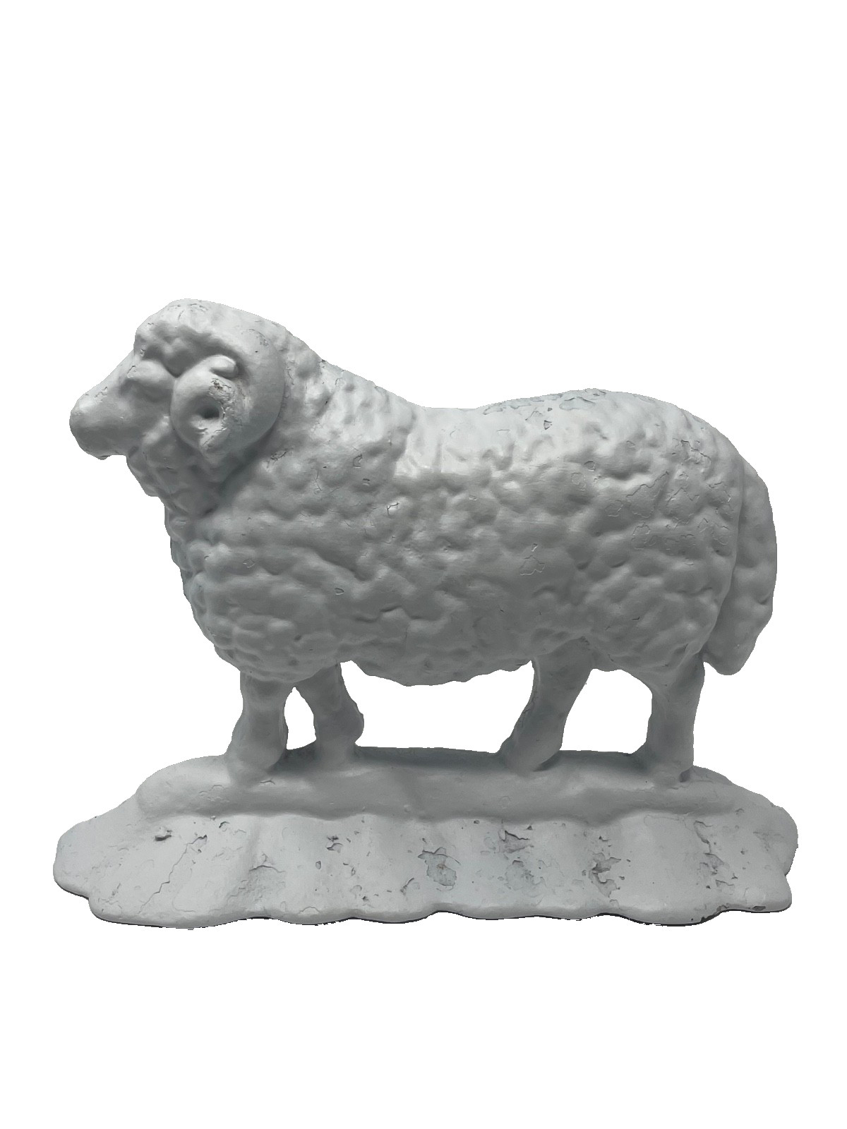Antique 19thC Cast Iron Ram Door Stop, 1 White Free-Standing Heavy