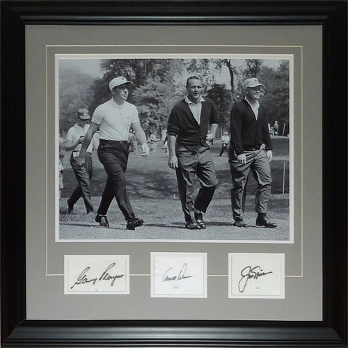 Jack Nicklaus, Arnold Palmer And Gary Player Autographed Big 3 Deluxe Framed Gol