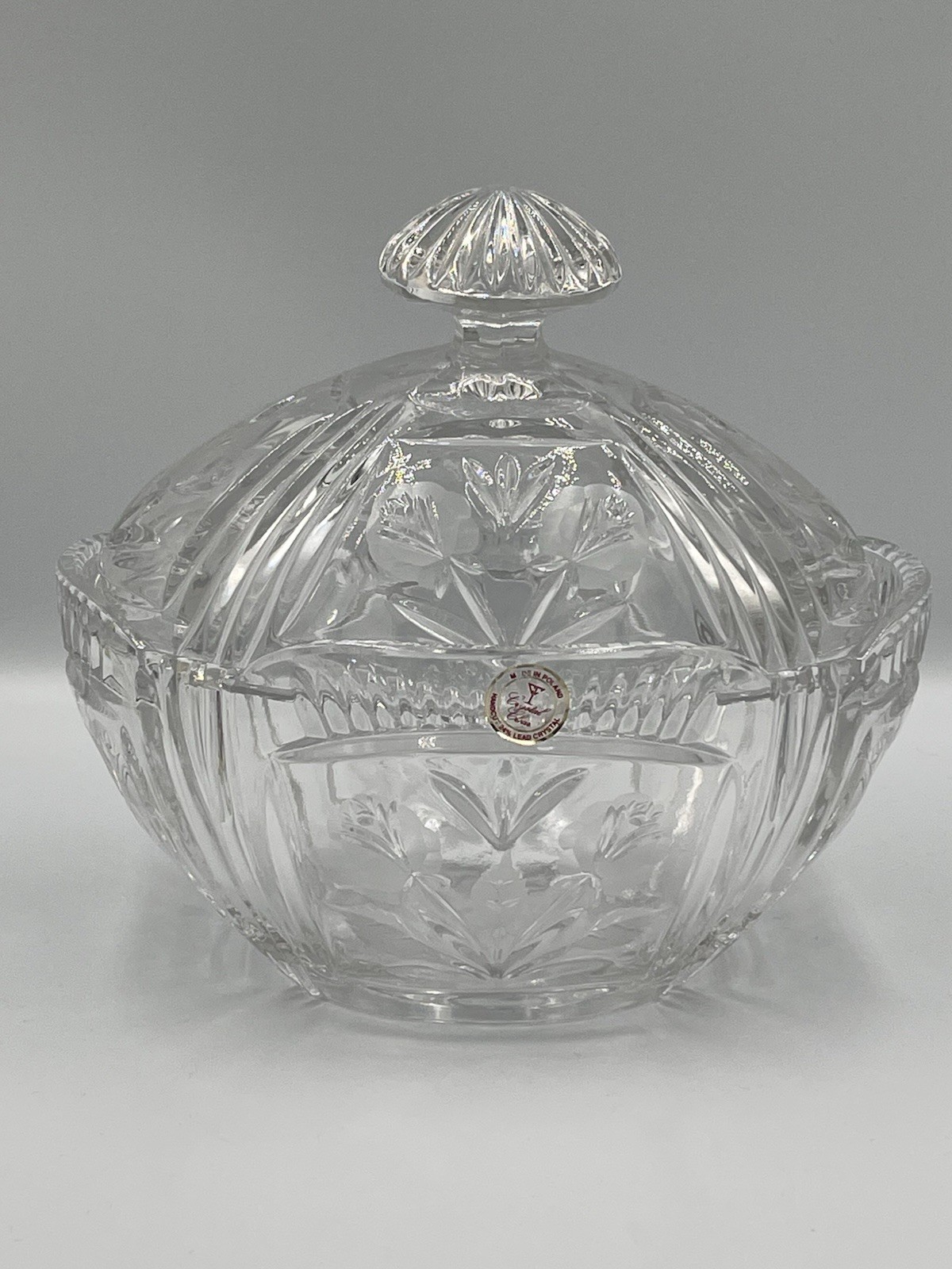Crystal Clear HandCut Glass 24 % Lead Crystal Candy Dish Made in Poland Vintage