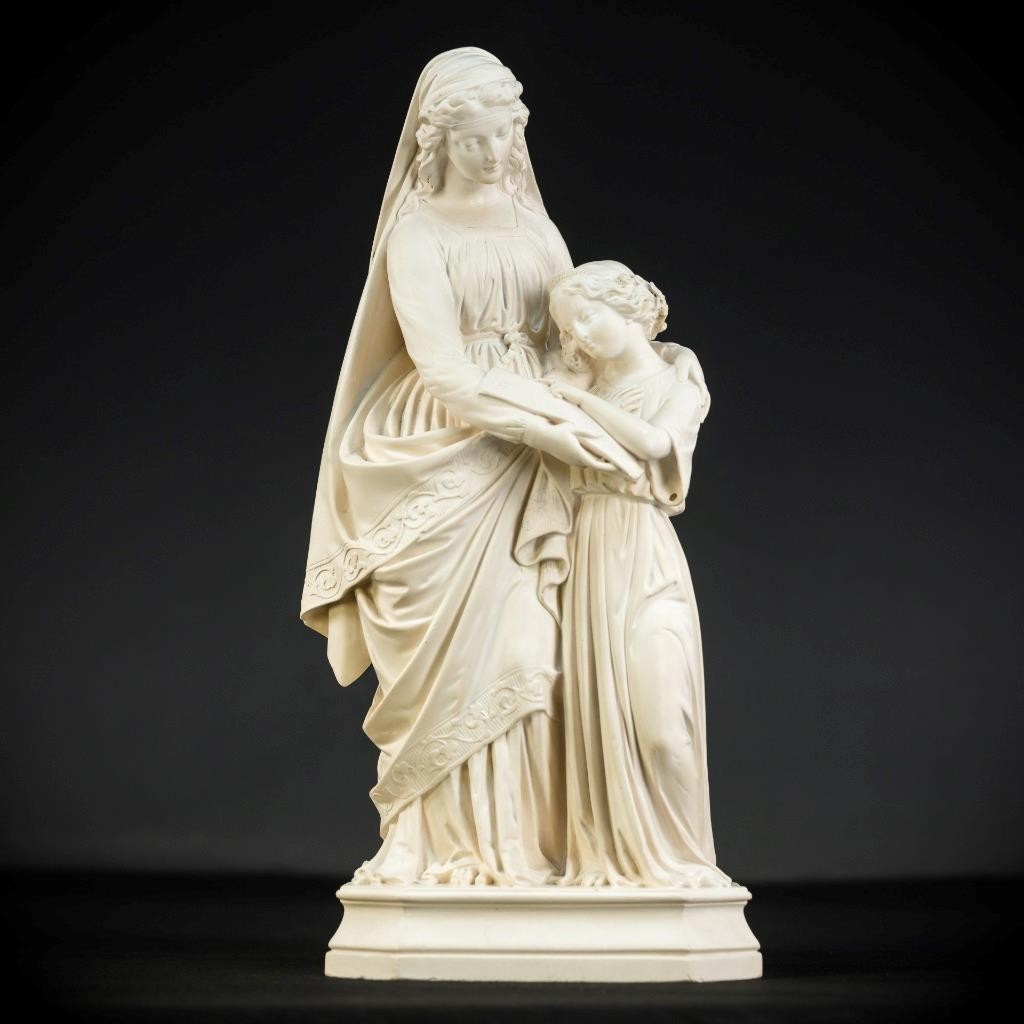 St Anne Teaching the Virgin Mary Meerschaum Statue | 1800s S Marchi  | 15.9\