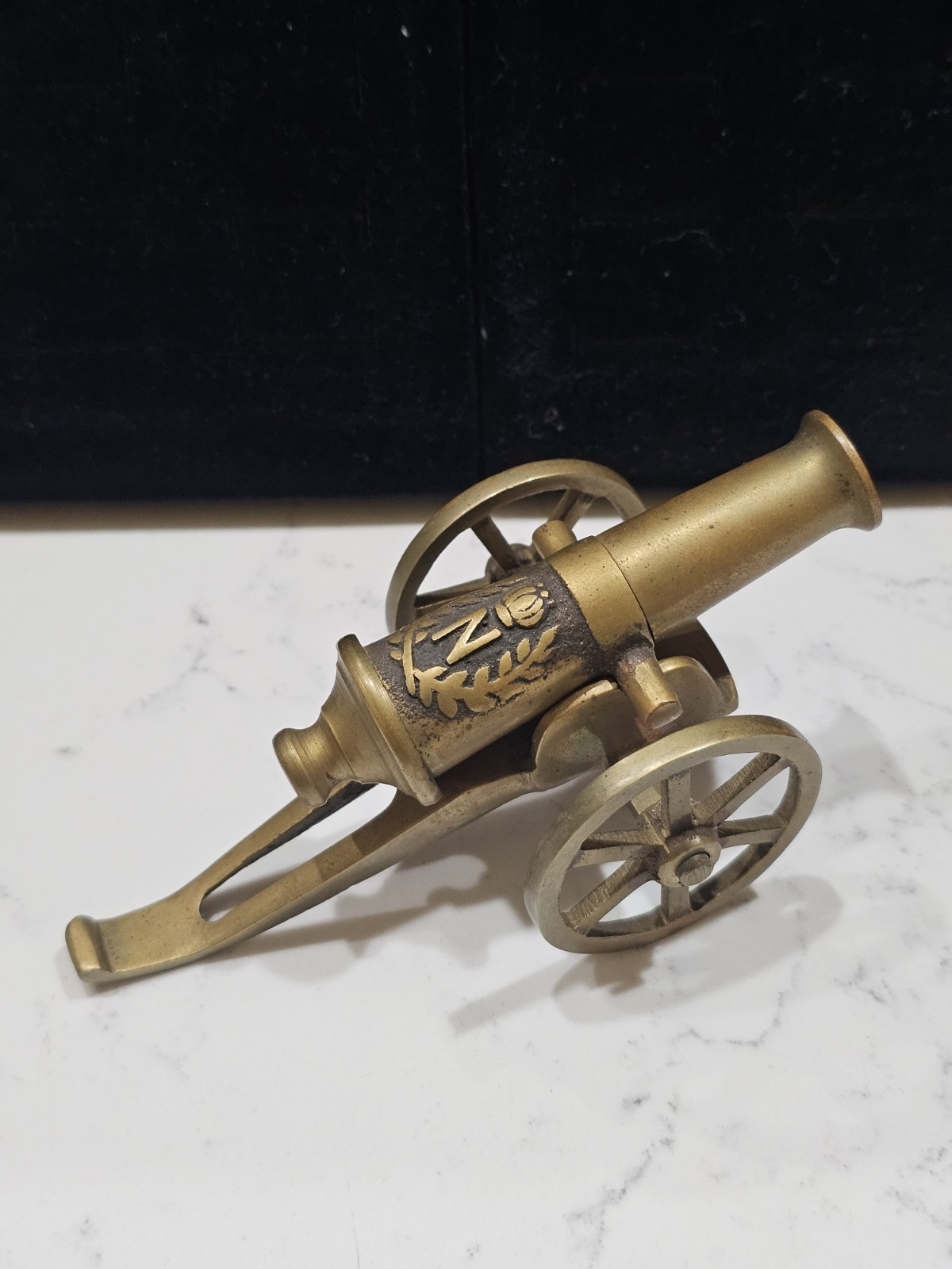 Vintage Brass Briquet Table Cannon Napoleon 5\
