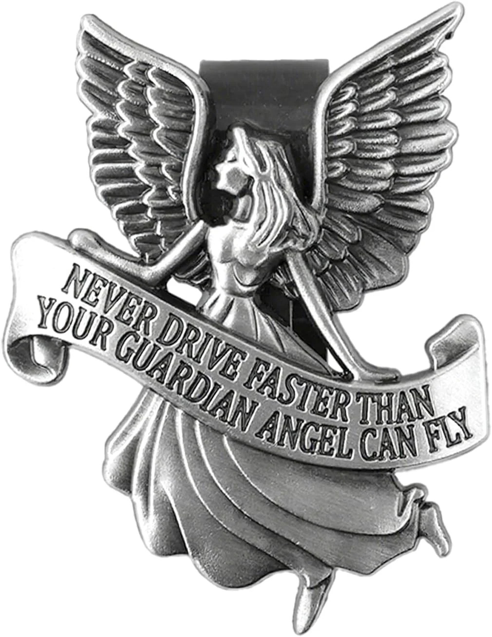 Never Drive Faster Than Your Guardian Angel Can Fly Visor Clip,3D Metal Guardian