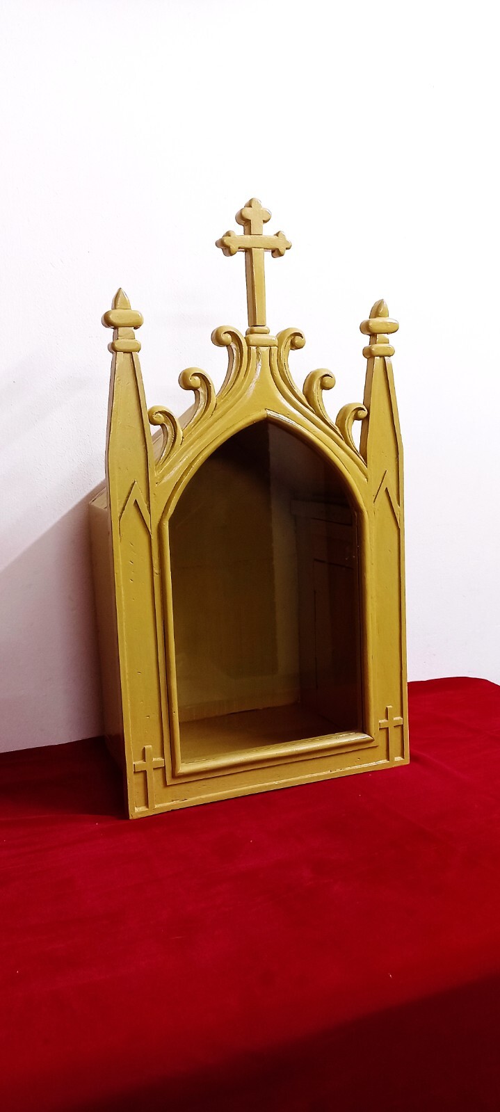 Wood Tabernacle Antique Vintage Gothic Church Crucifix Altar Holy Chapel Shrine