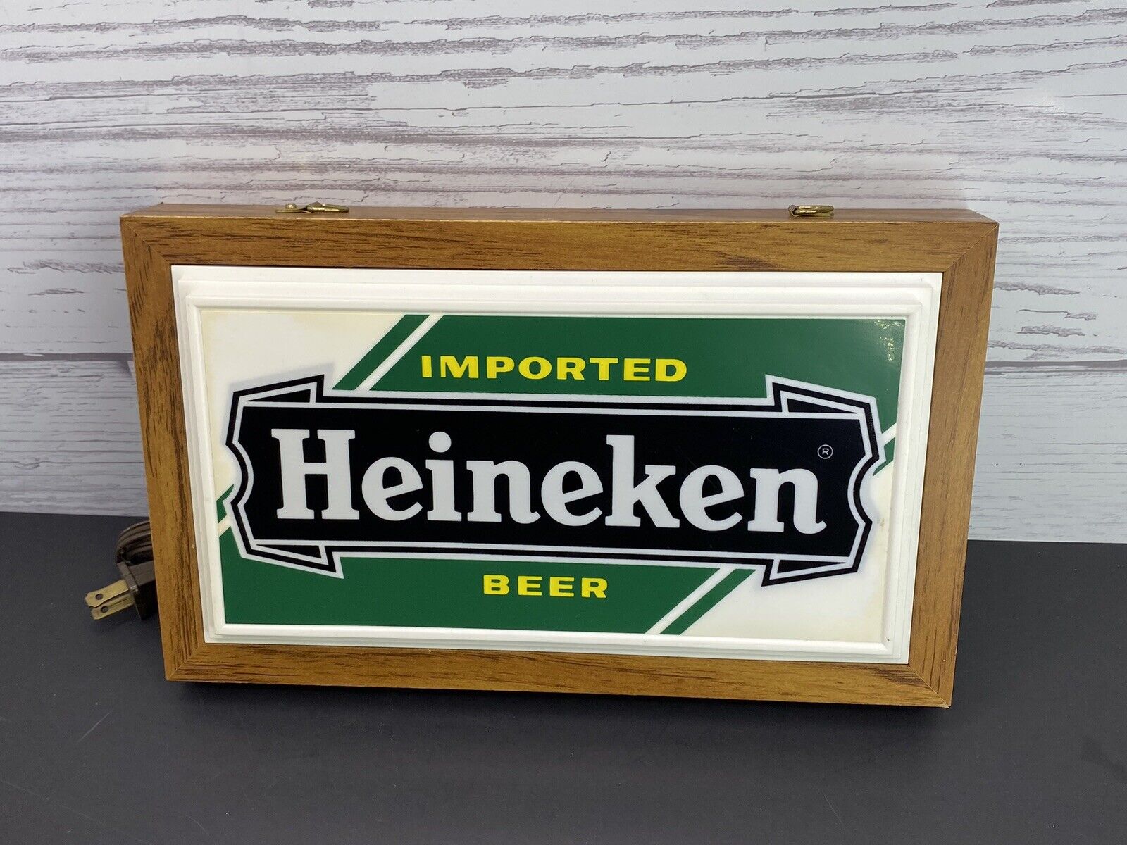 Vintage Heineken Imported Beer Lighted Sign 7.25x12.25 Bar Wall Decor Man Cave