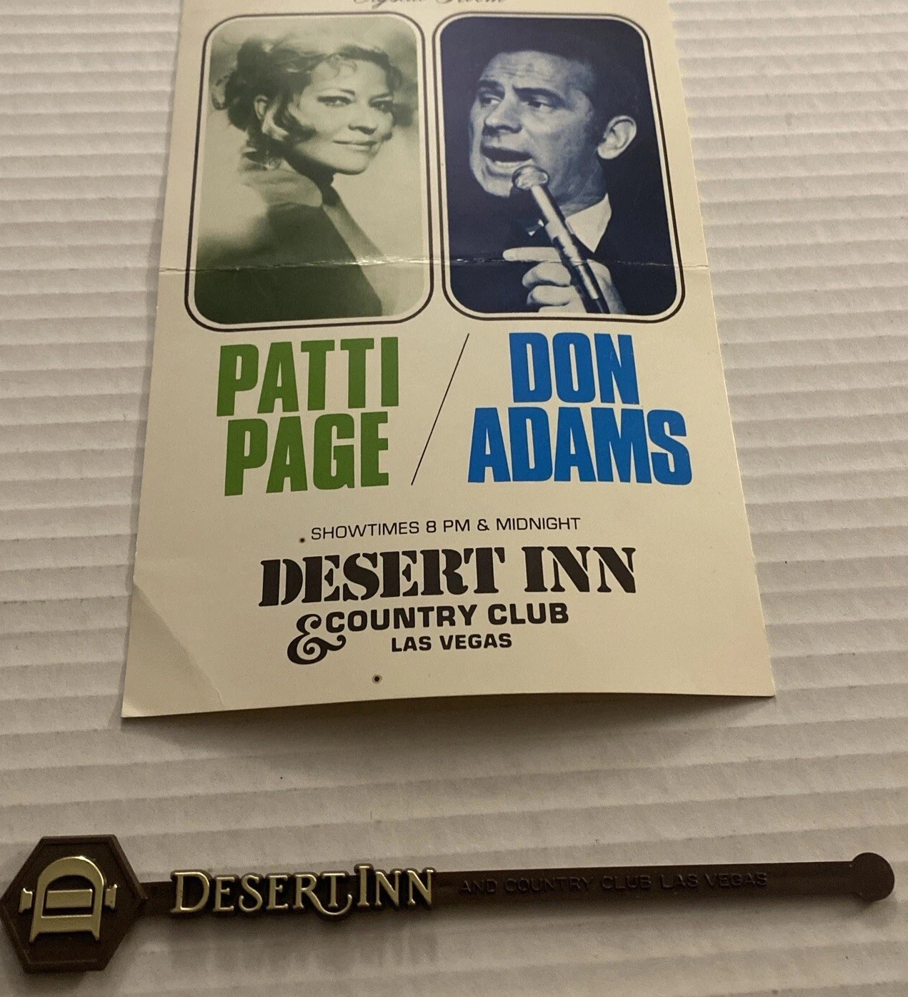 Vintage 2 LOT Desert Inn Casino Patti Page Don Adams Promo Postcard Yarmy Fowler
