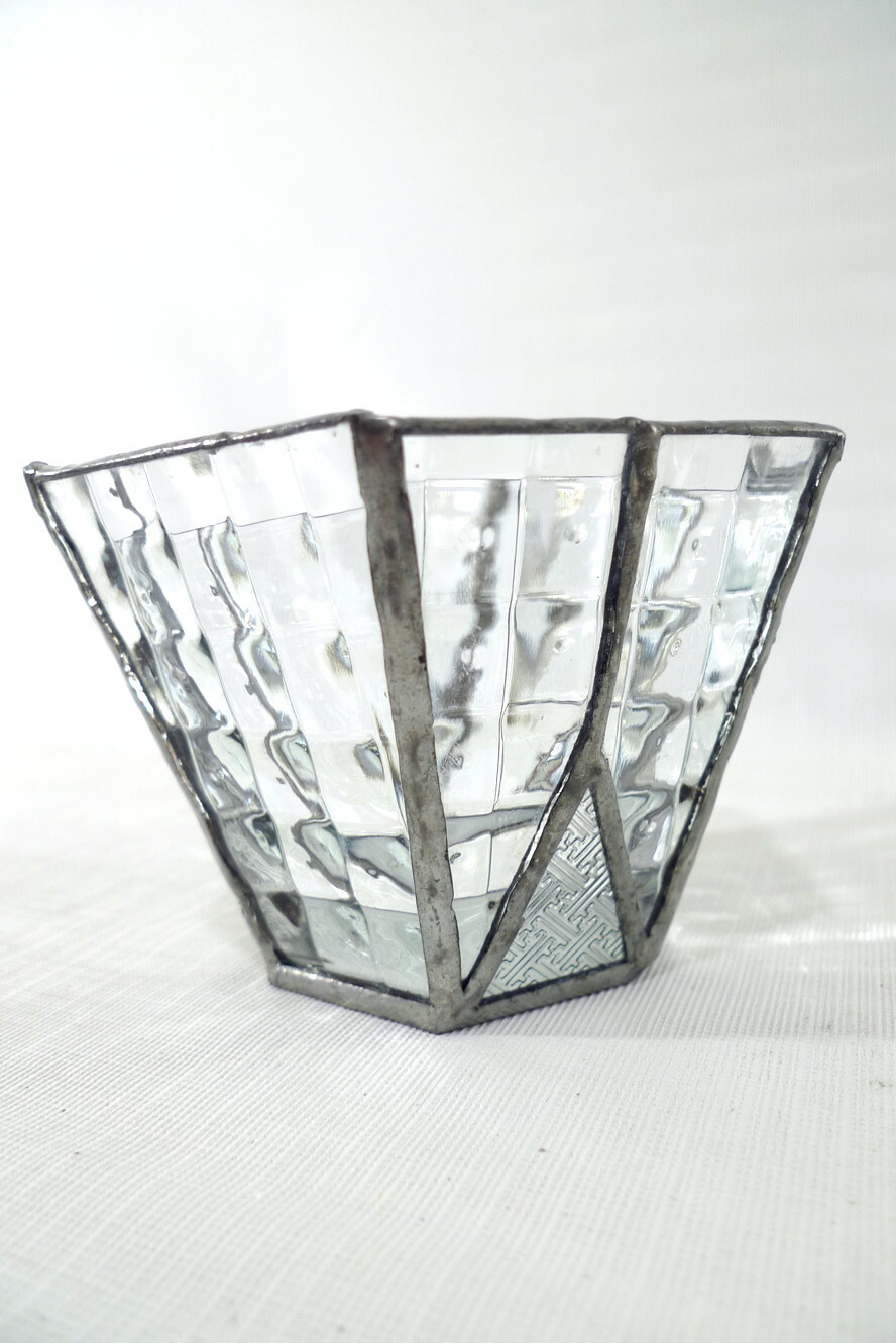 Clear Glass VOTIVE CANDLEHOLDER Textured Design with 3 Tea Light Candles
