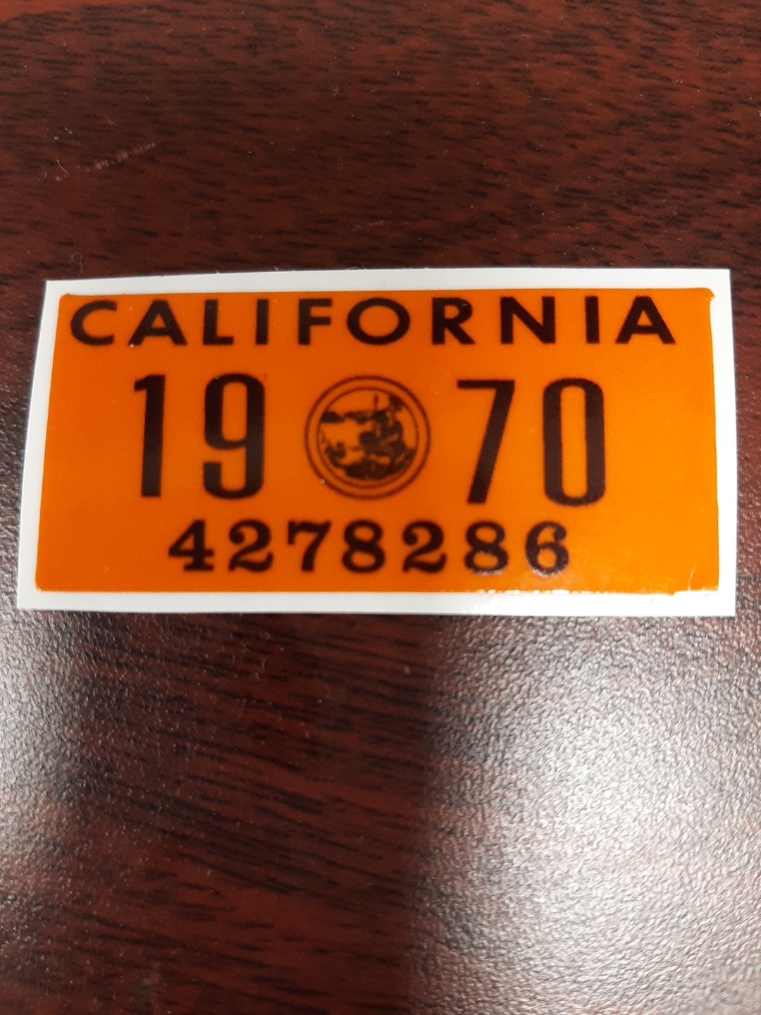 1970 California License Plate Registration Sticker, YOM, CA DMV 1970 California License Plate Registration Sticker, YOM, CA DMV