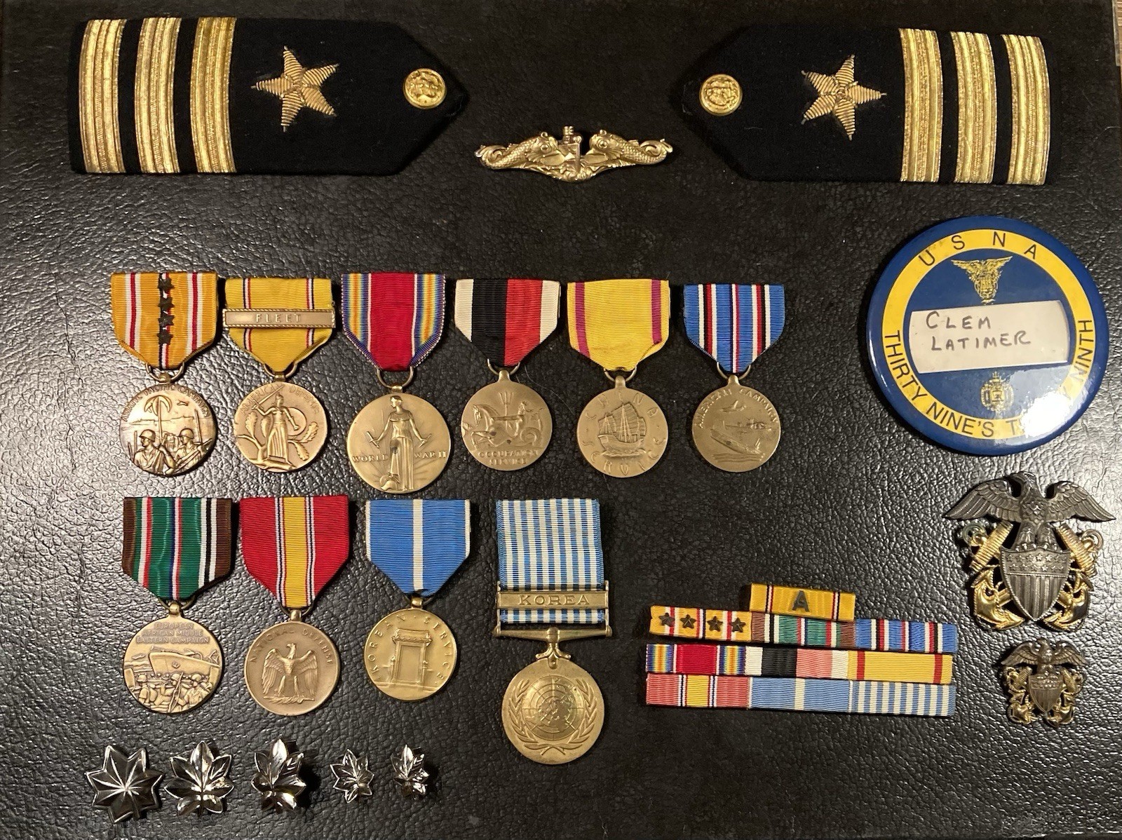 WWII Korea USN Submarine Captain Named Medal Grouping Dolphins USNA Clem Latimer