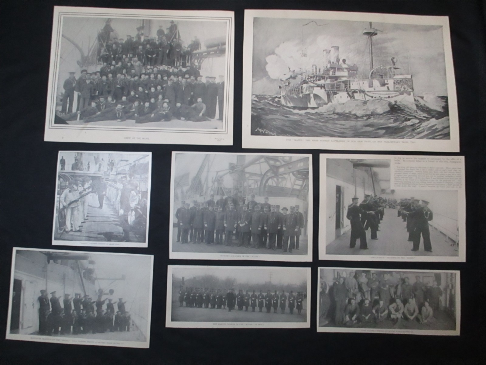8 1899 Spanish American War Prints Officers & Crew of the Battleship \