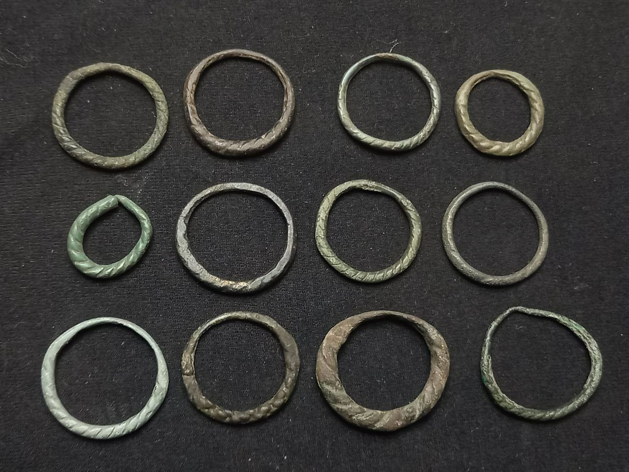 Ancient twisted rings 9-13 centuries AD. 12 Pcs