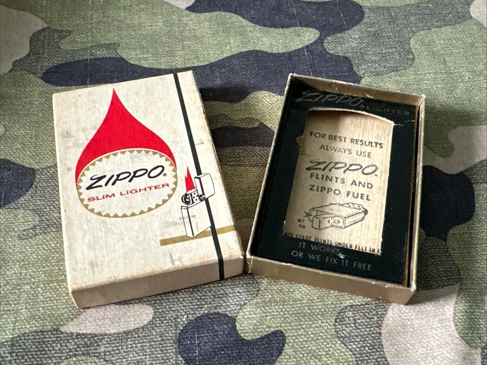1960s 1970s Vintage Zippo Slim Lighter Box - BOX ONLY - Lot #95