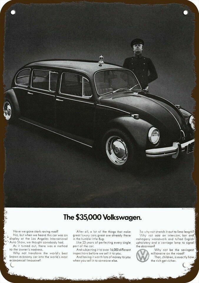 1971 VOLKSWAGEN BEETLE LIMOUSINE & CHAUFFEUR Vintage Look DECORATIVE METAL SIGN 1971 VOLKSWAGEN BEETLE LIMOUSINE & CHAUFFEUR Vintage Look DECORATIVE METAL SIGN