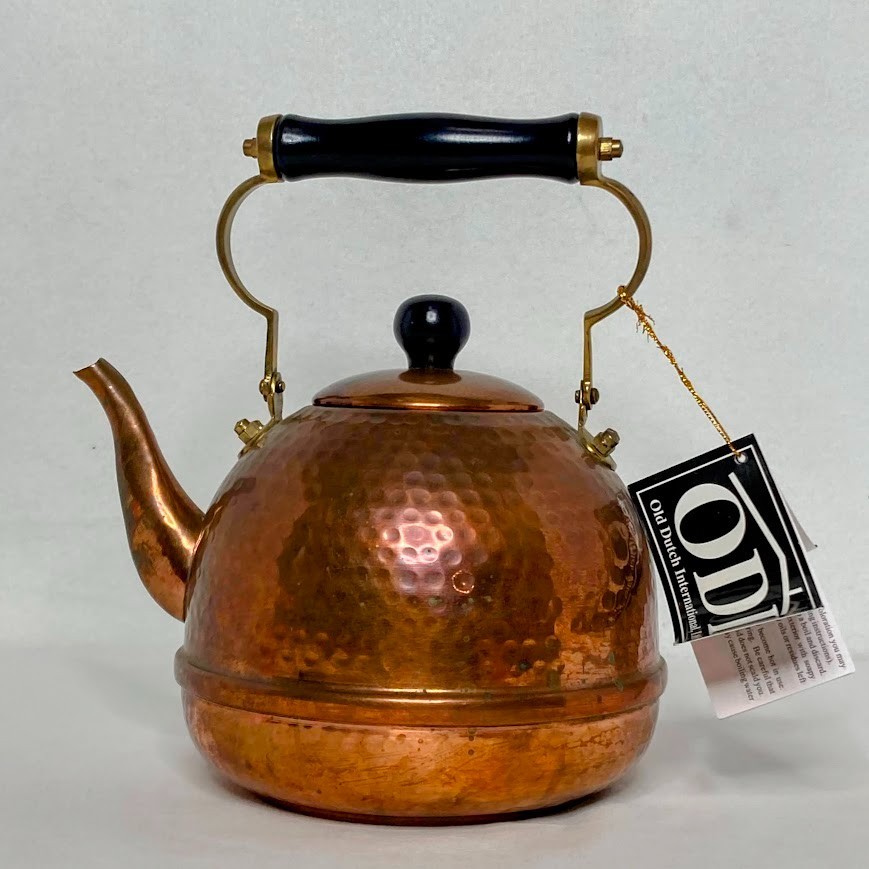 VTG Hammered Copper Tea Kettle Pot Dimpled Patina Old Dutch ODI Nickel Lined