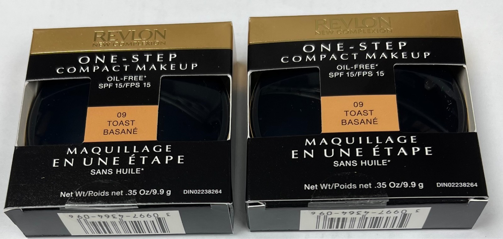 2 Compacts Revlon New Complexion one step  make up Oil Free .35 oz TOAST pl read