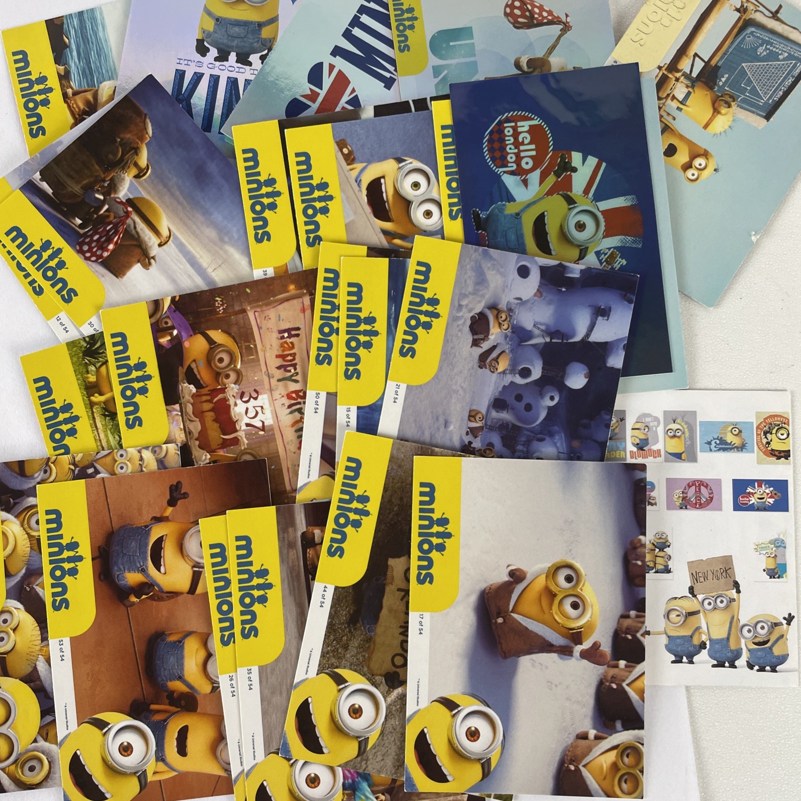 2015 Minions Movie Base Card Set With Three jumbo Pack Exclusive Cards  21 Cards