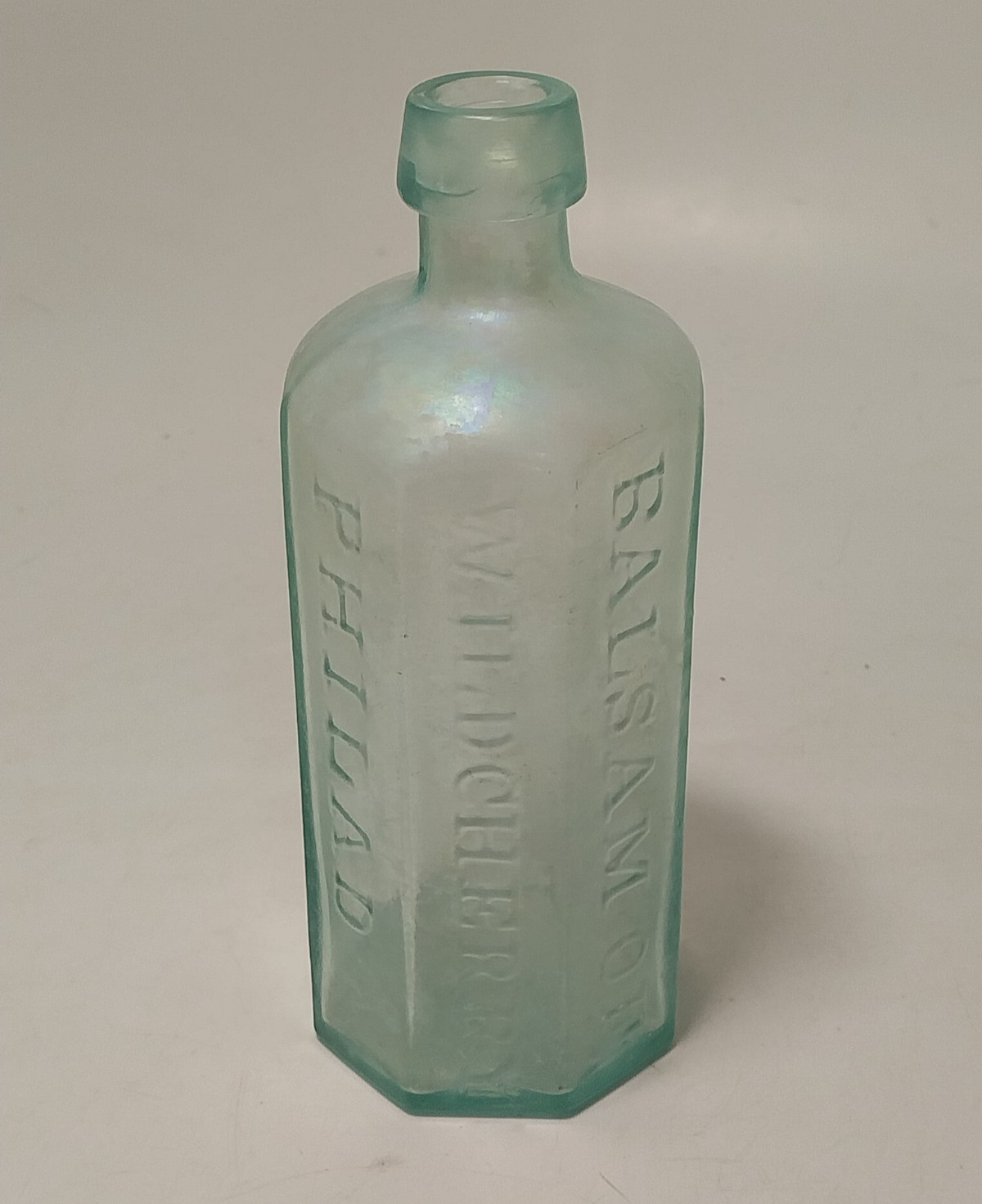 Antq Dr Wistar's Balsam Wild Cherry Panel Bottle Applied Top IB Philadelphia PA