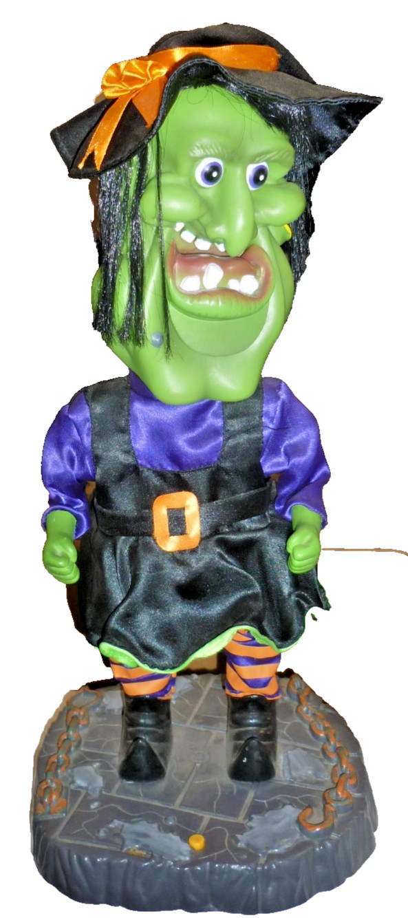 VTG 2002 Gemmy Big Head Animated Dancing Singing Witch I Want Candy Halloween 17