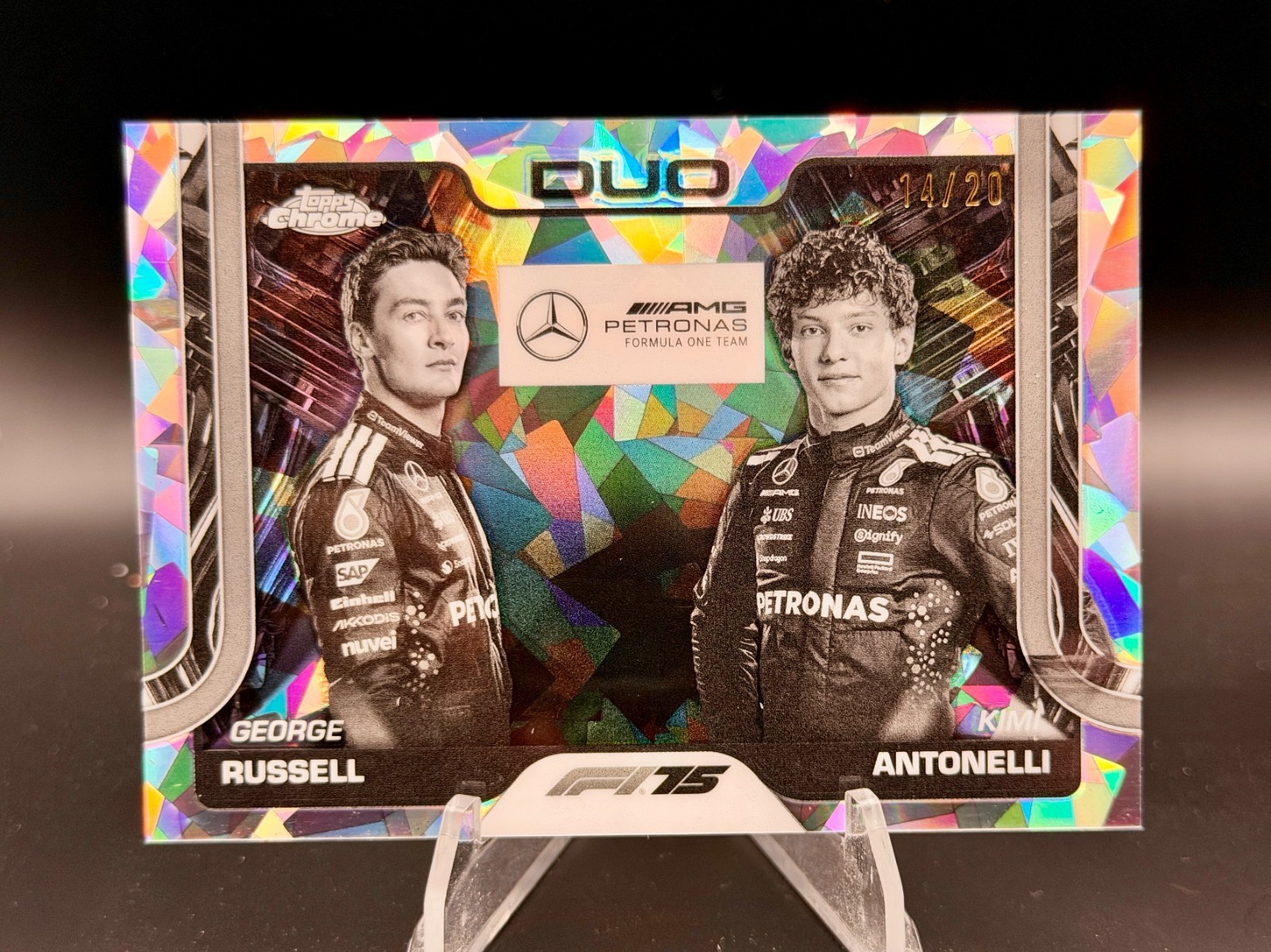 George Russell / Kimi Antonelli Duo B&W /20 - 2025 Topps Chrome Sapphire F1 George Russell / Kimi Antonelli Duo B&W /20 - 2025 Topps Chrome Sapphire F1