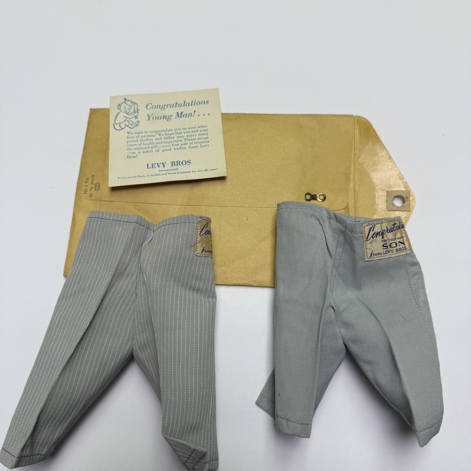 1952 Levy Bros Louisville Ky Promo Letter & Pants For A Baby New Parents Rare