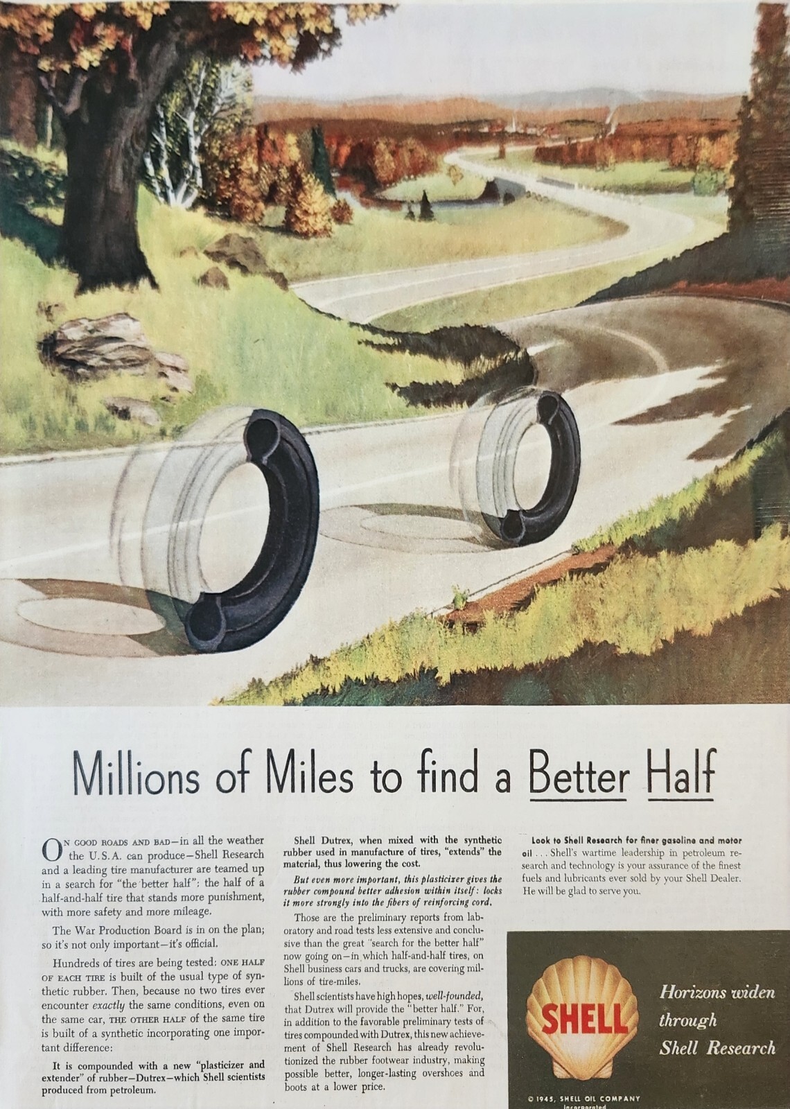 1945 Shell Research Company Vintage Ad Millions of miles to find a better half