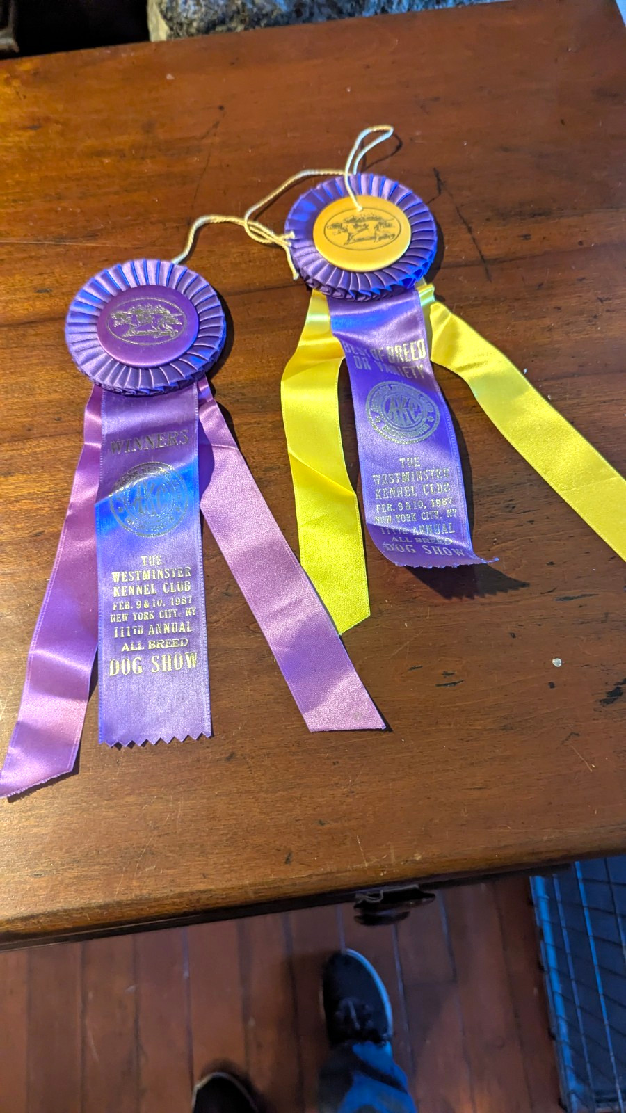 Lot Of 2 Satin Dog Show Ribbons 1987 New York City