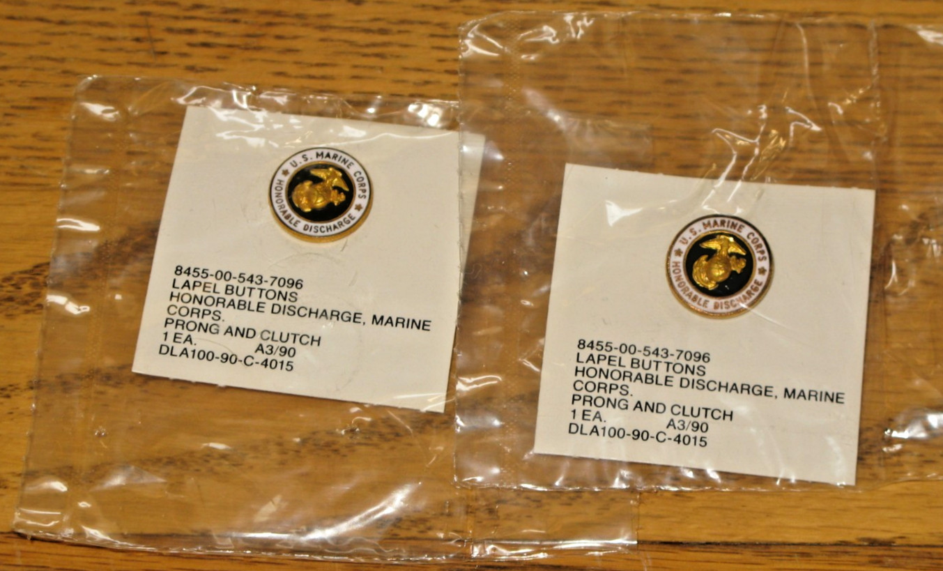 Lot of 2 USGI Unissued USMC United States Marine Corps Honorable Discharge Pins
