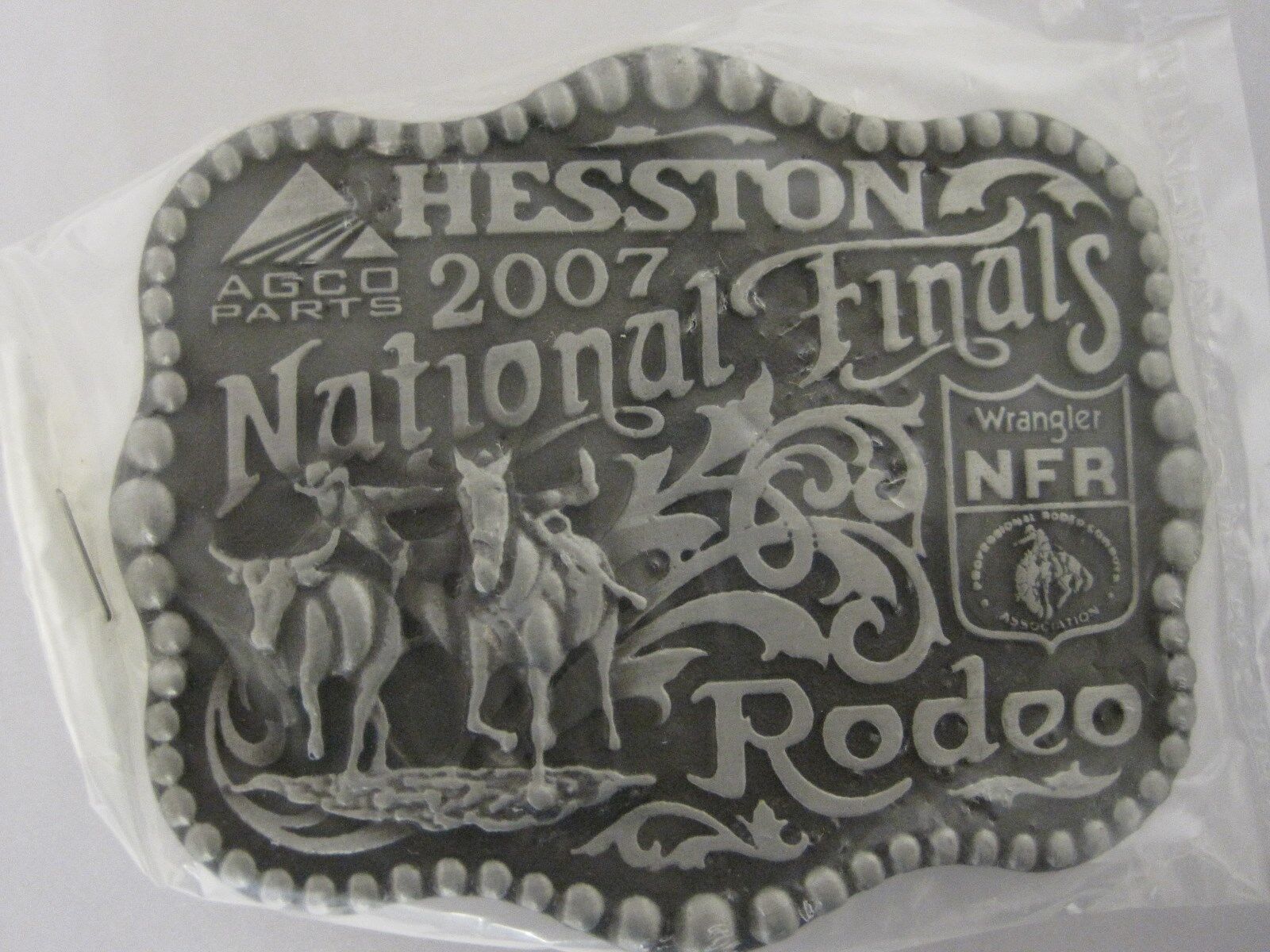 National Finals Rodeo Hesston 2007 NFR Adult Cowboy Buckle New Orig. Pkg. AGCO 