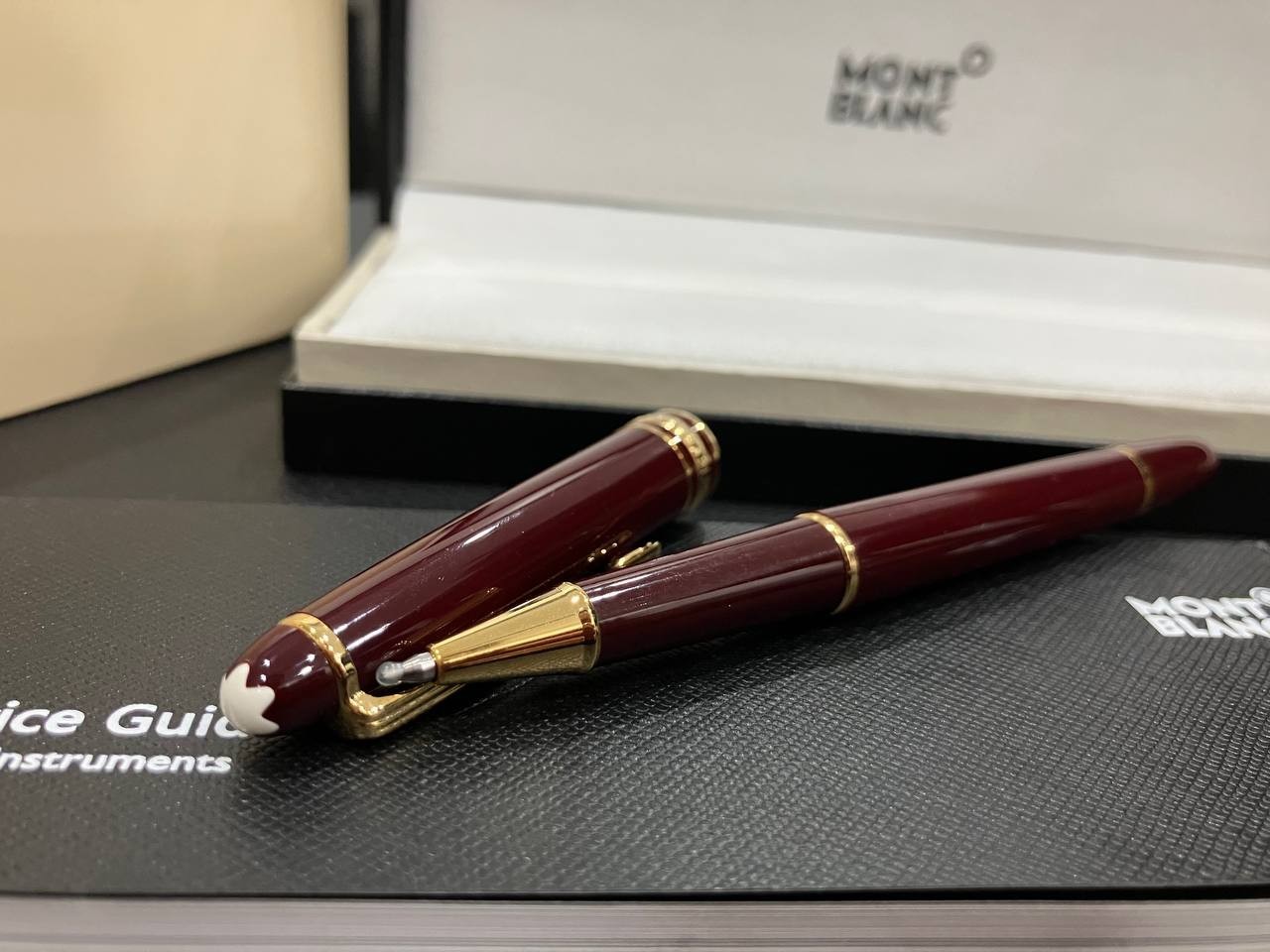 SALE Montblanc Meisterstuck 163 Rollerball Pen Burgundy Red Gold Trim New Box