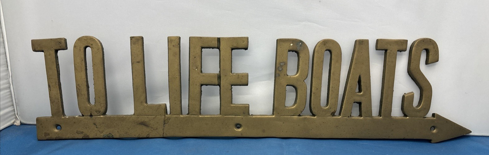 Vintage Penco To Life Boats Brass Arrow Sign Wall Art Nautical Ship