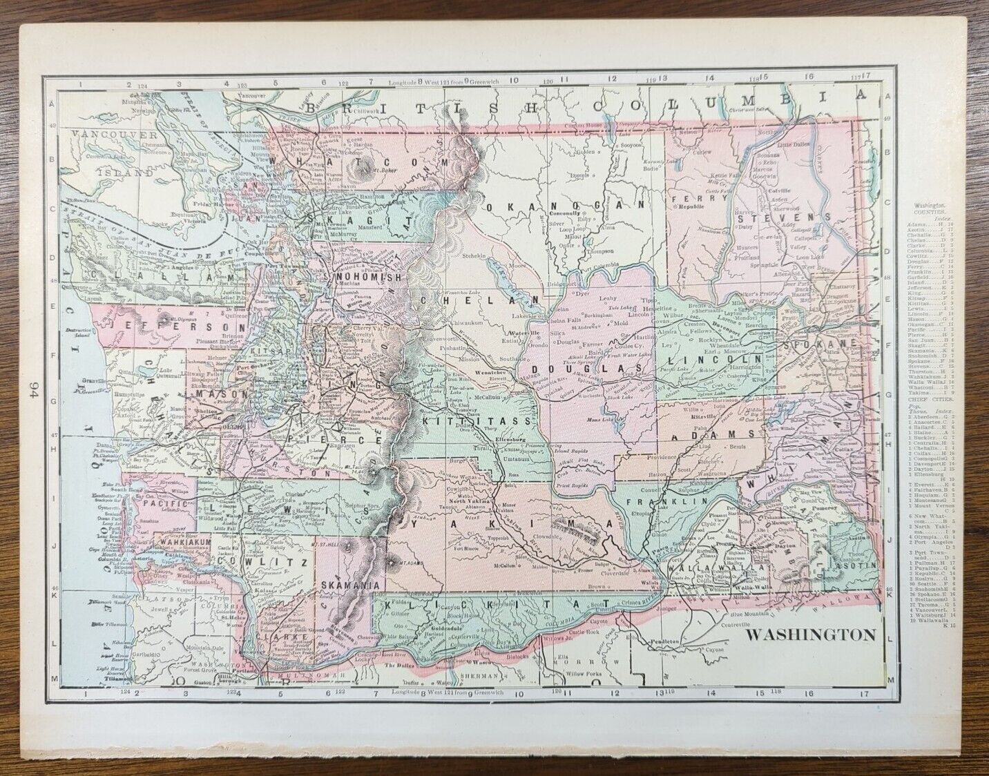Vintage 1901 WASHINGTON Map 14\