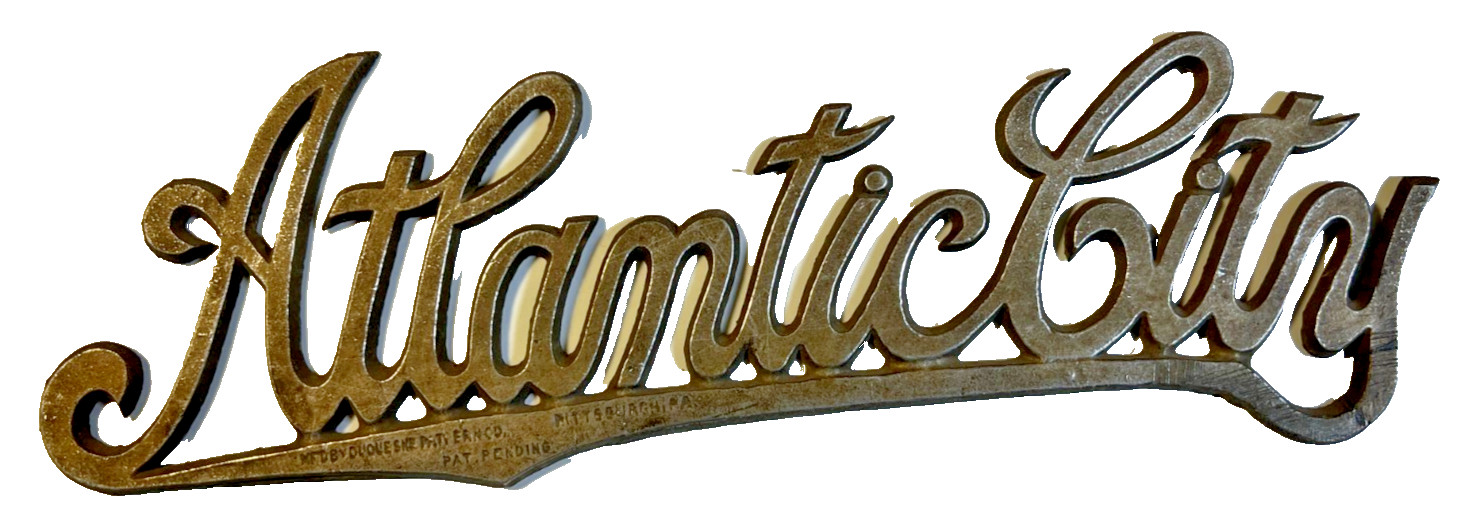Antique Atlantic City Sign Plaque Duquesne Pattern Pittsburgh PA Art Deco