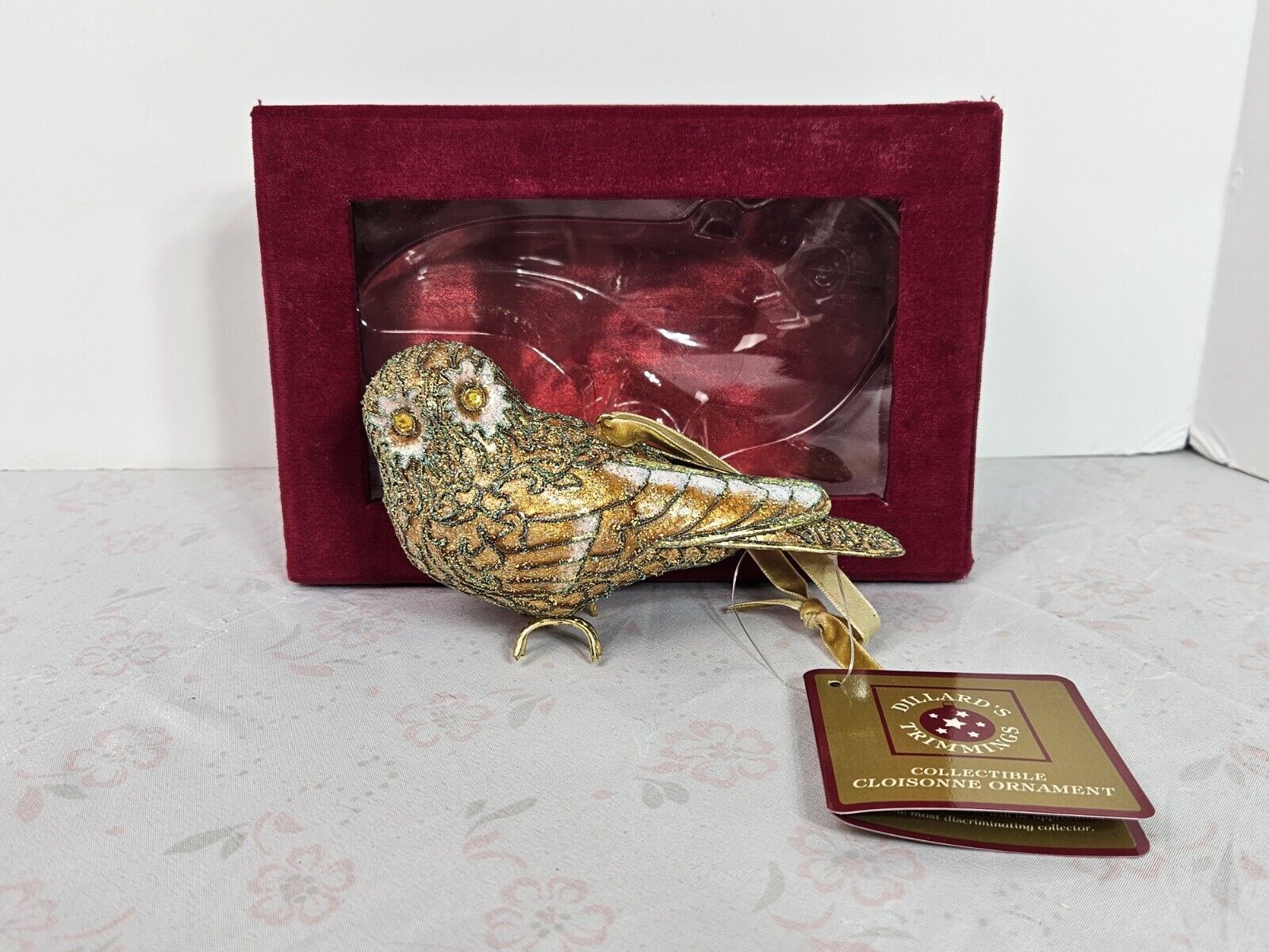 Vintage Dillards Trimmings Cloissone Owl Ornament With Box