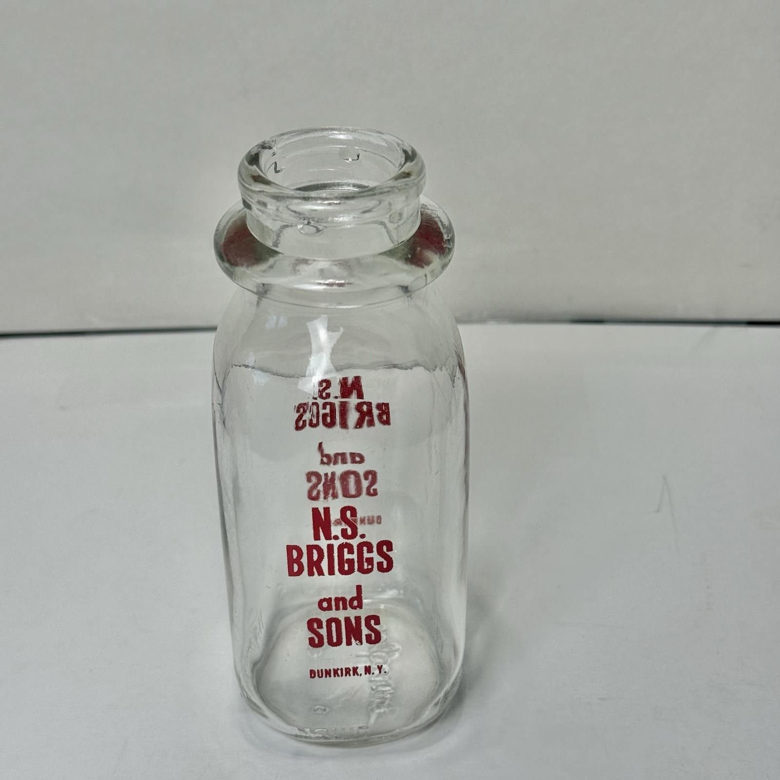 RARE Vintage NS Briggs And Sons Dairy Milk Creamer Bottle Half Pint DUNKIRK NY