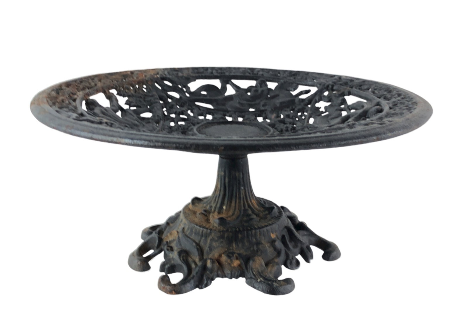 Robert Emig Cast Iron Mythology Openwork Pedestal Compote Tazza Bowl 11x4\