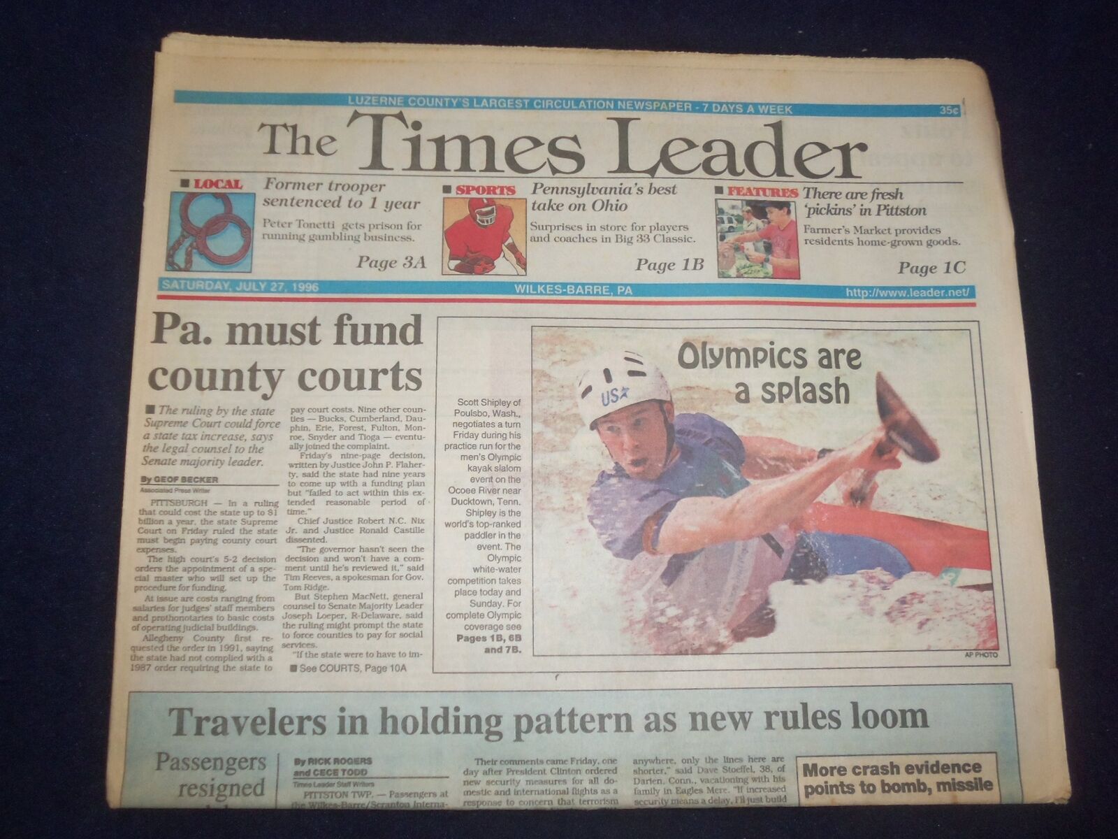 1996 JULY 27 WILKES-BARRE TIMES LEADER - PA MUST FUND COUNTY COURTS - NP 8161