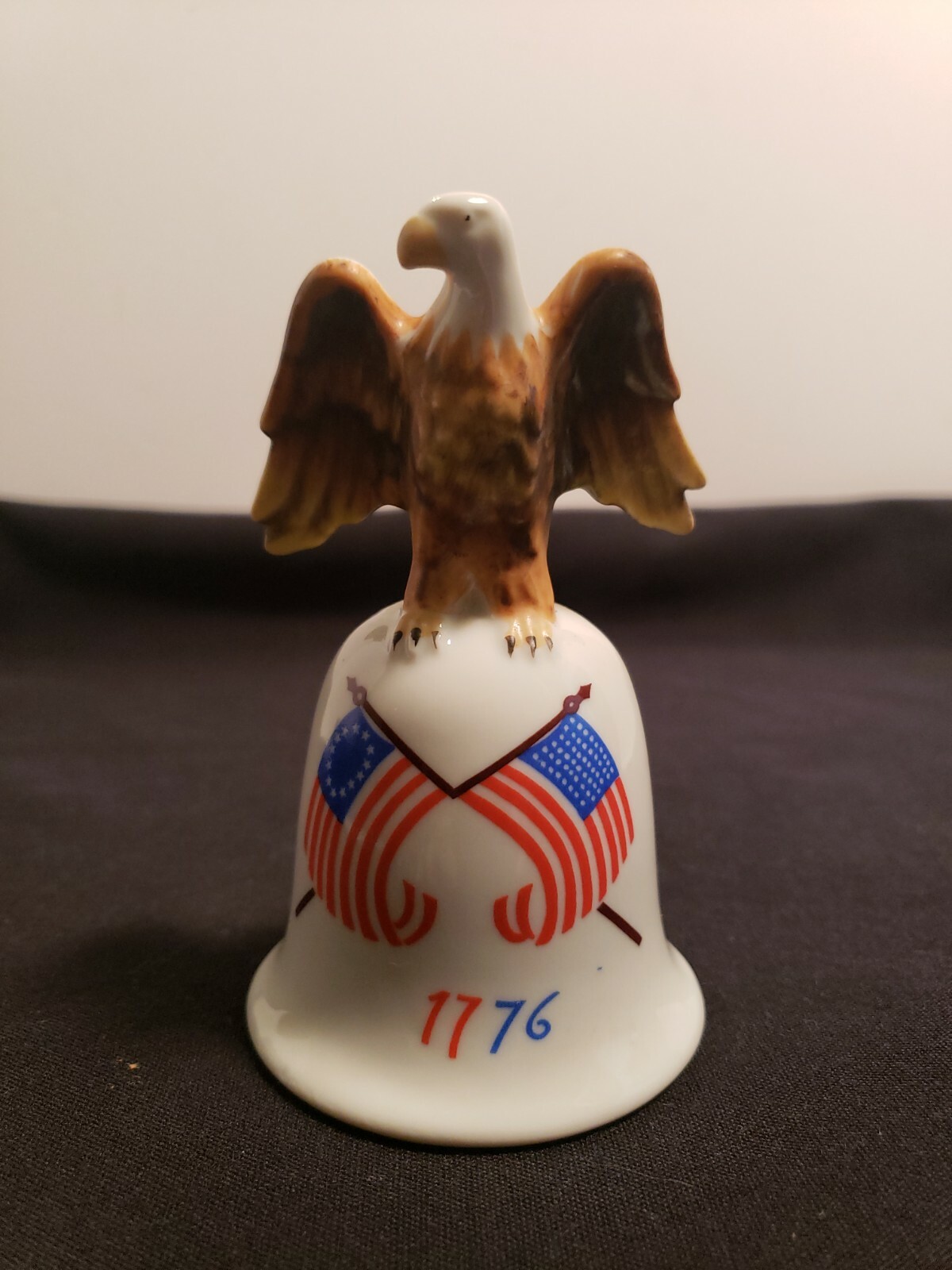 Vtg American Bicentennial USA Eagle Porcelain Bell Chime US Bird Flag Japan Made Vtg American Bicentennial USA Eagle Porcelain Bell Chime US Bird Flag Japan Made