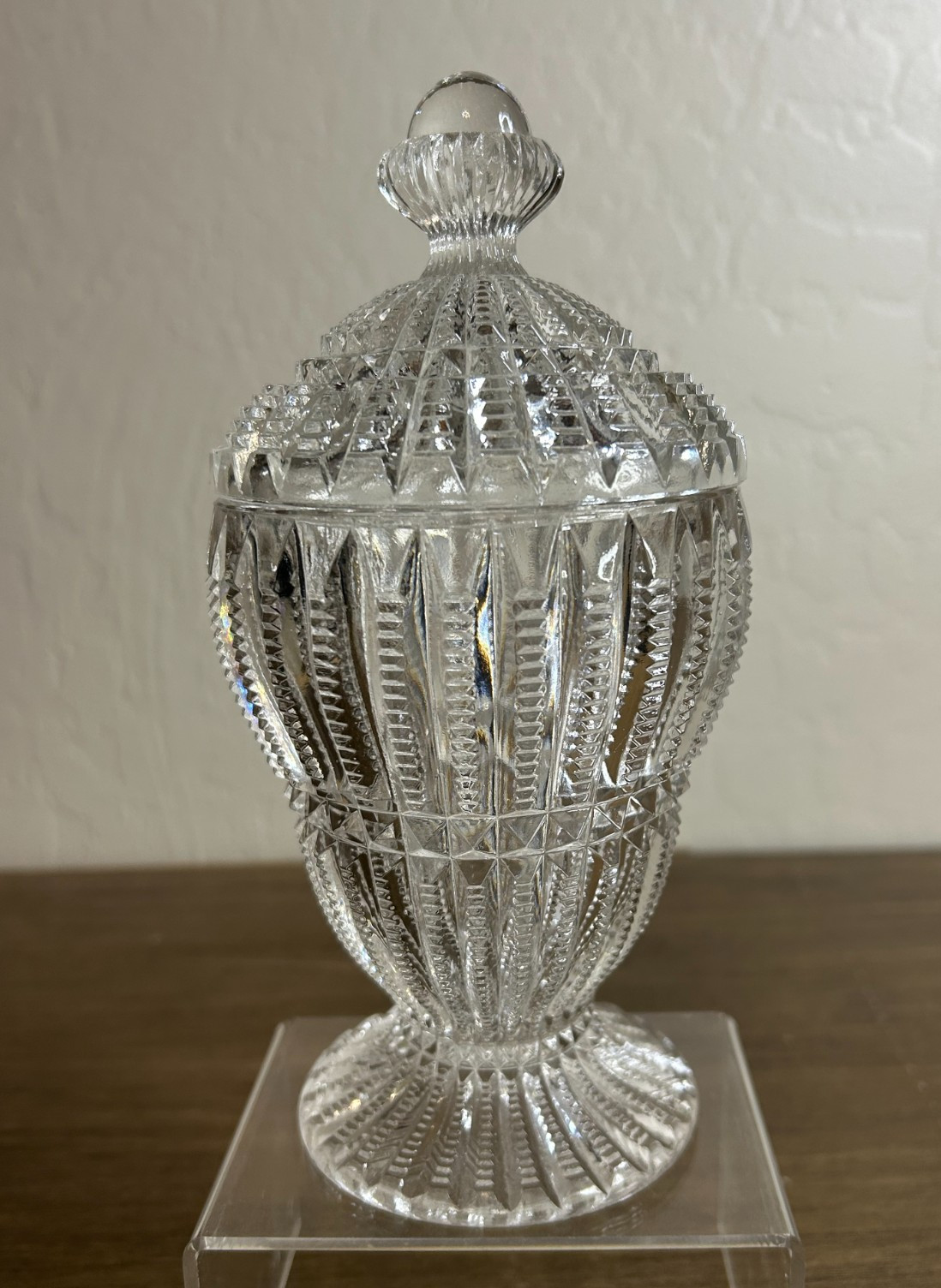 Imperial Glass Co #256 Covered Sugar Bowl Candy Dish Ribbed Zipper Design