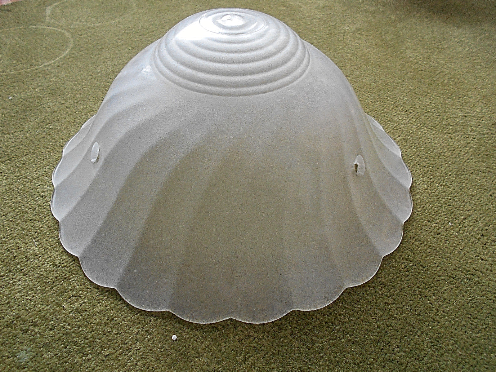 ANT/VTG FROSTED SWIRL GLASS 3~CHAIN CEILING LIGHT SHADE~10 1/2\