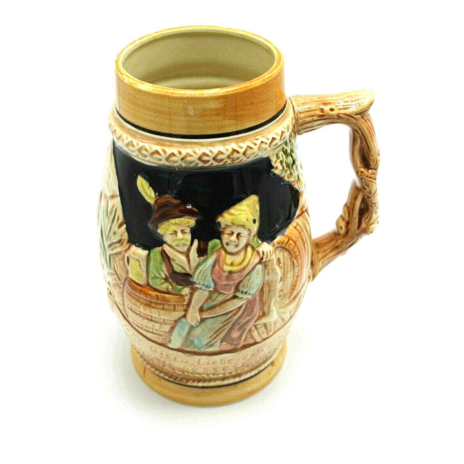 Vintage German Style Beer Stein Couple Barrels Town Made in Japan