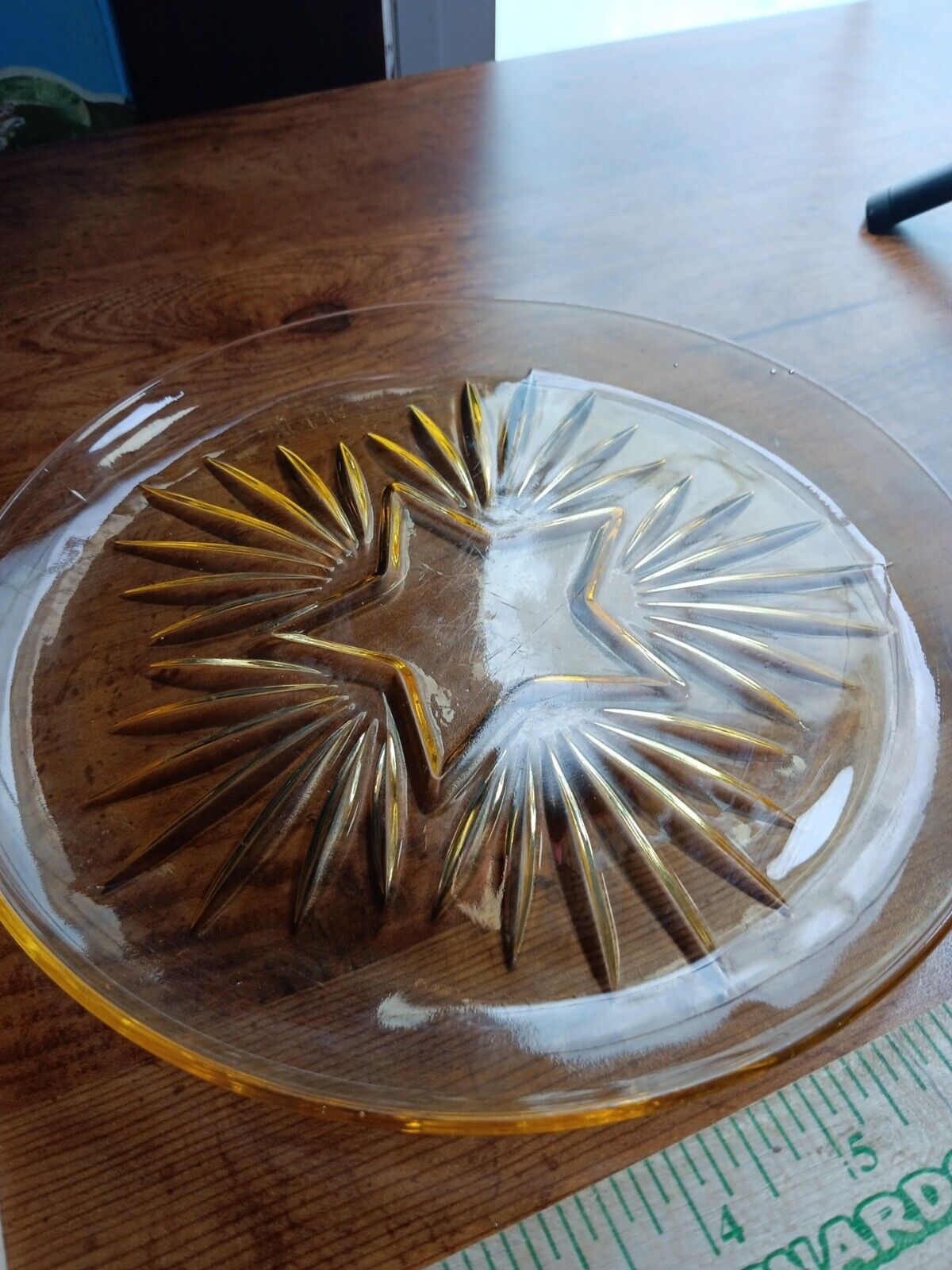 Federal Glass Co STAR PATTERN Amber Dinner Plate