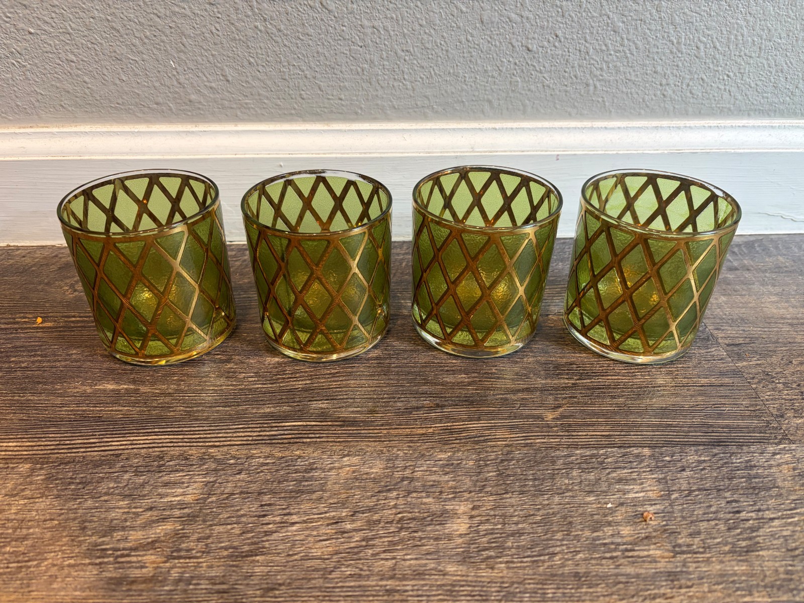 VINTAGE MCM CULVER SIGNED ROYALE LOWBALL GLASSES SET OF 4 - NO CHIPS/CRACKS 3.5\