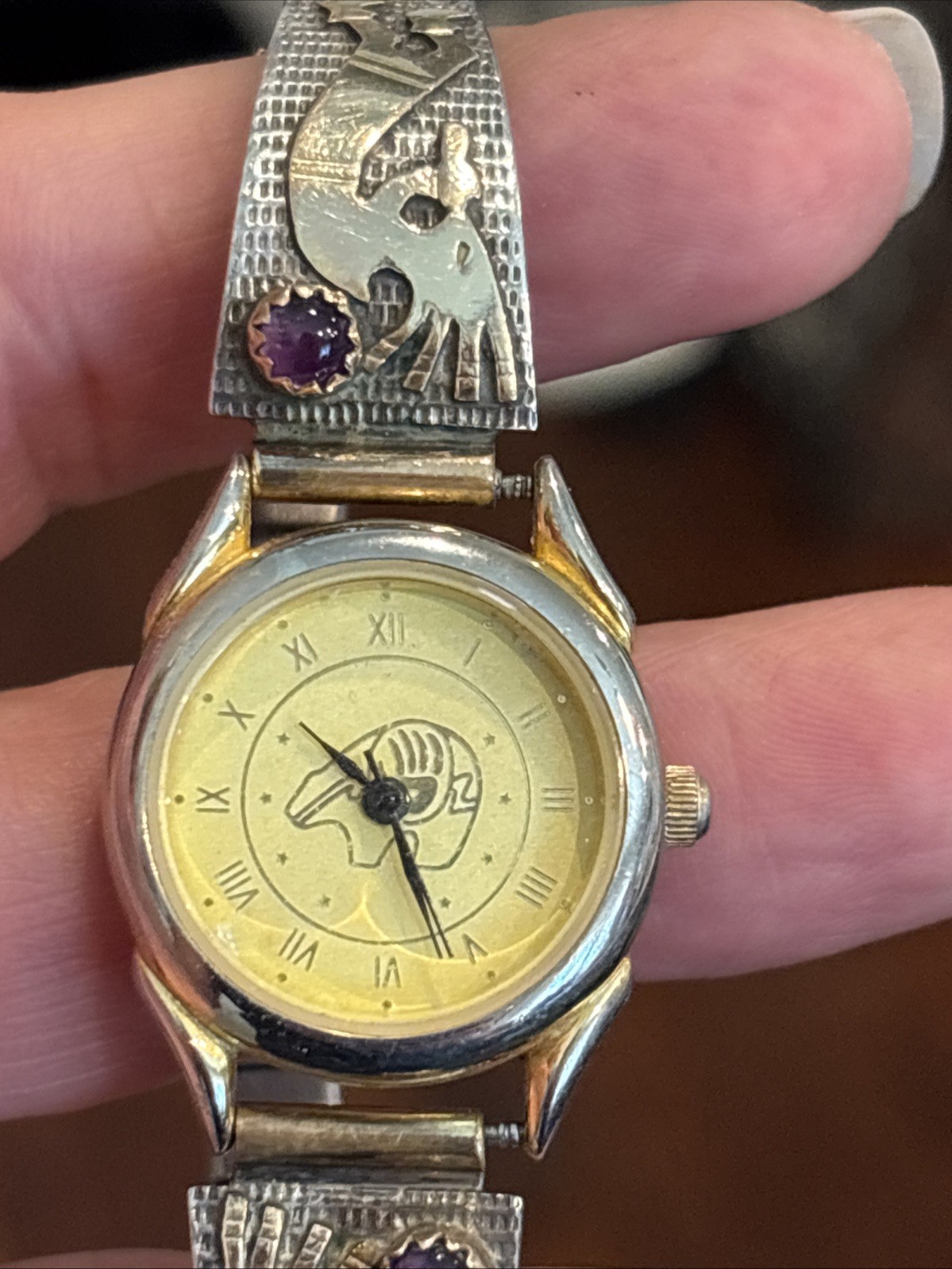 Vintage RB R Benally Navajo 12k gold filled And Sterling Silver ladies watch