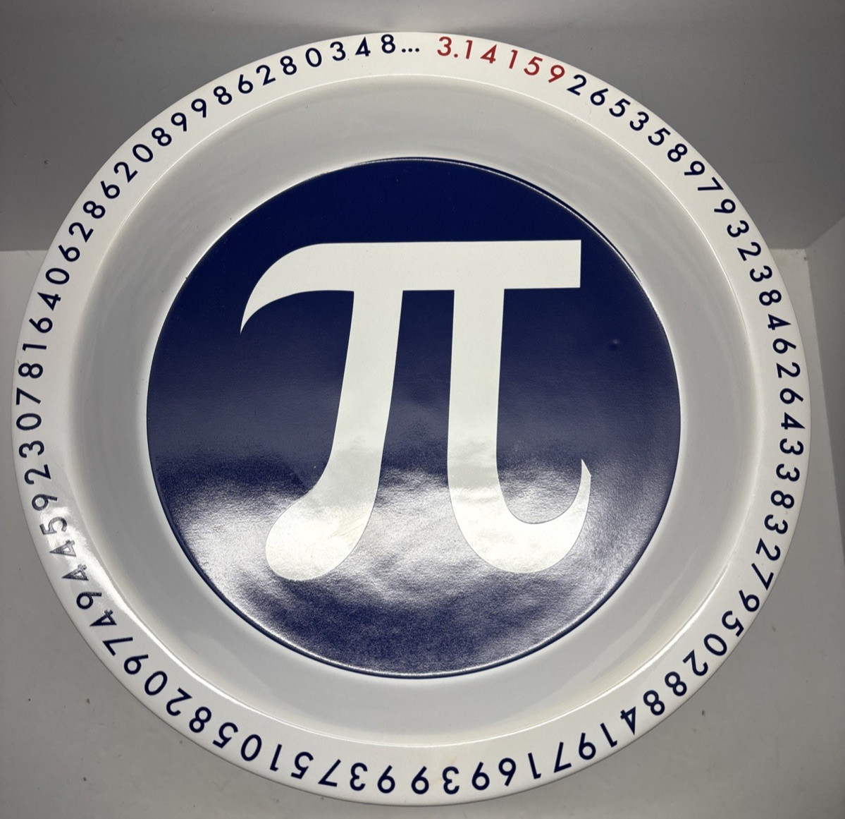 The Pi Dish Universal Screen Arts 2005 Math Geek Pie Plate Blue White Ceramic