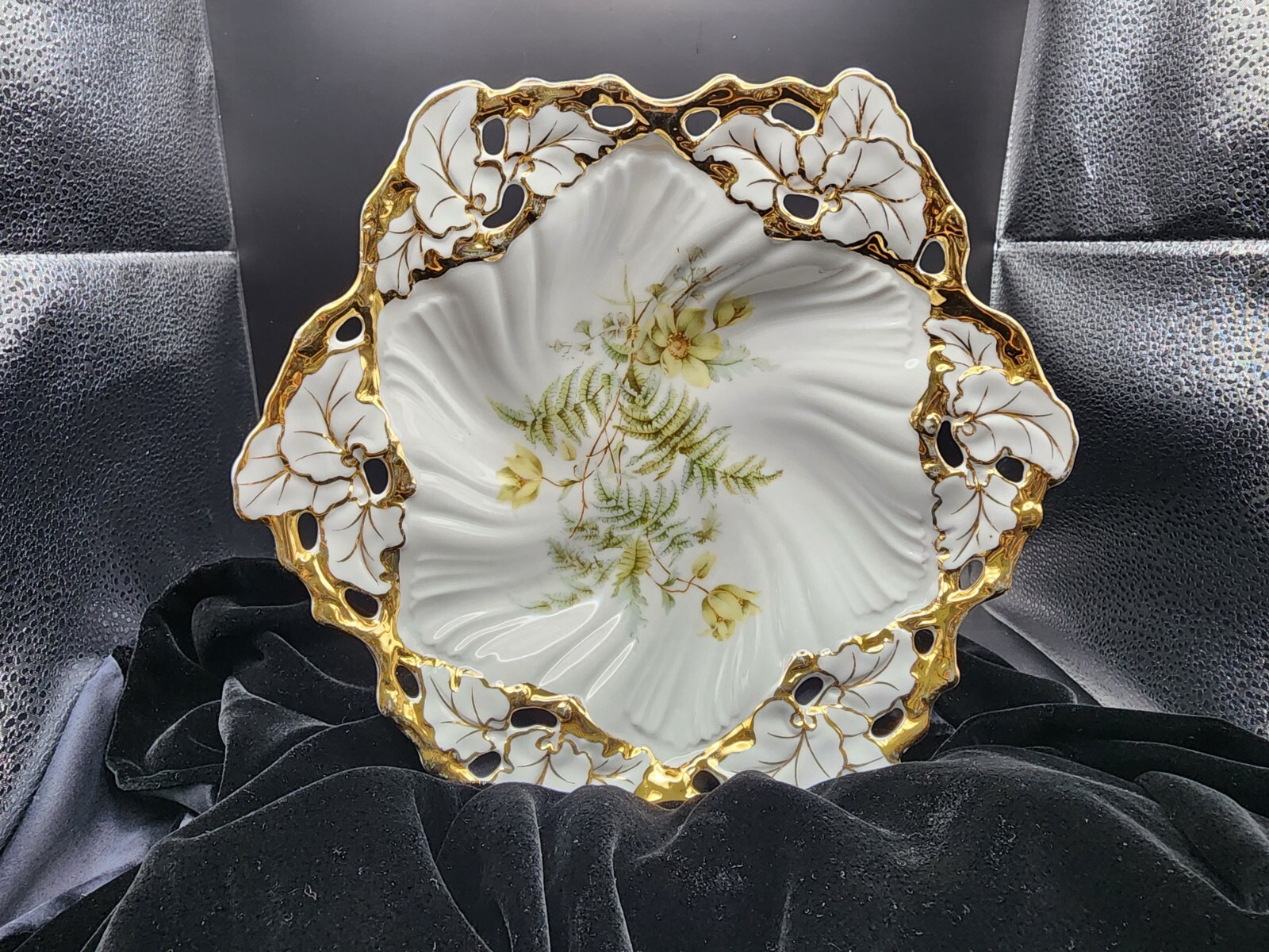 Vintage C.T. Germany Porcelain Gold Trimmed Serving Bowl