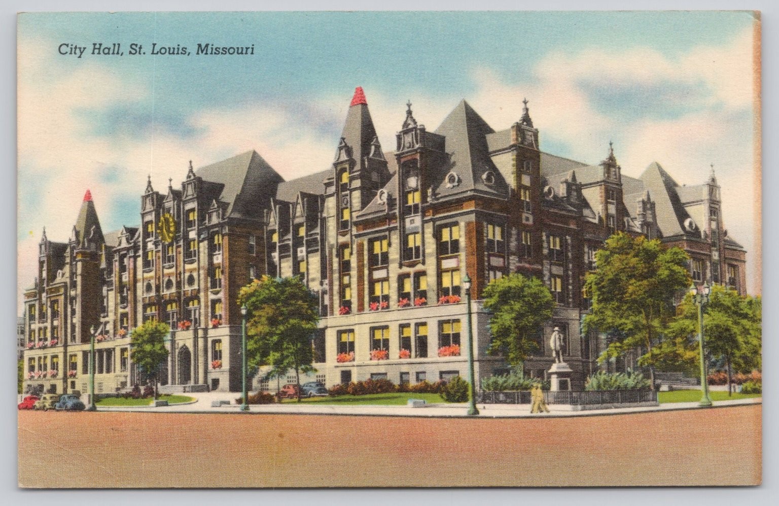 St. Louis City Hall Missouri Vintage Linen Postcard 1944 French Romanesque St. Louis City Hall Missouri Vintage Linen Postcard 1944 French Romanesque